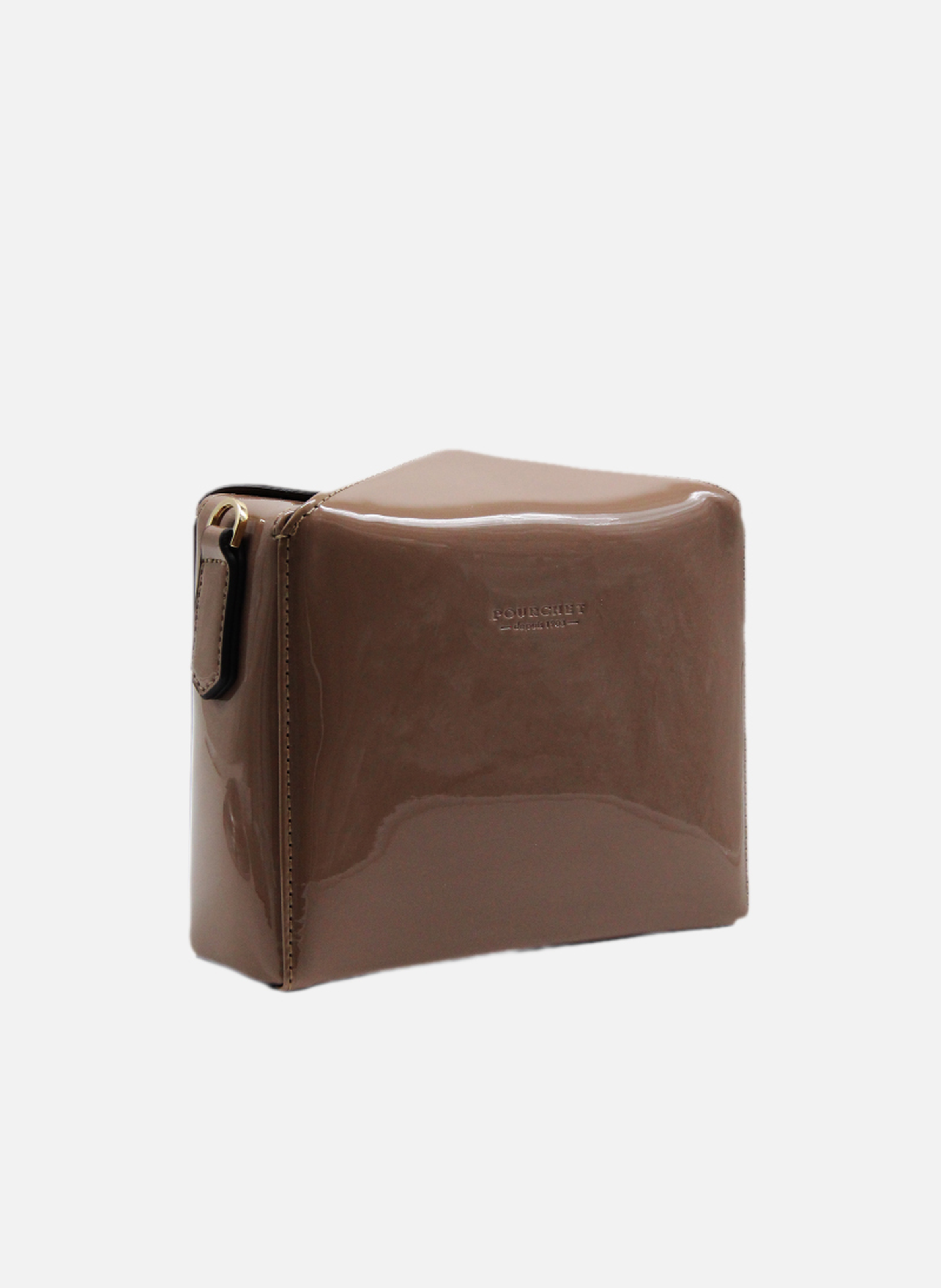 Cassetta vernis | sac porté épaule en cuir de vachette | Marron POURCHET Femme
