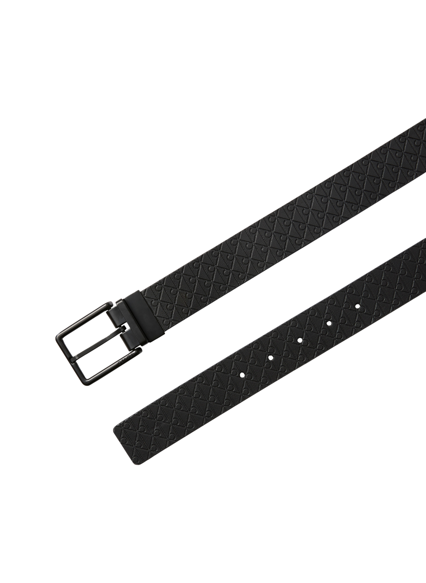 Textured leather belt with logo detail CALVIN KLEIN Black