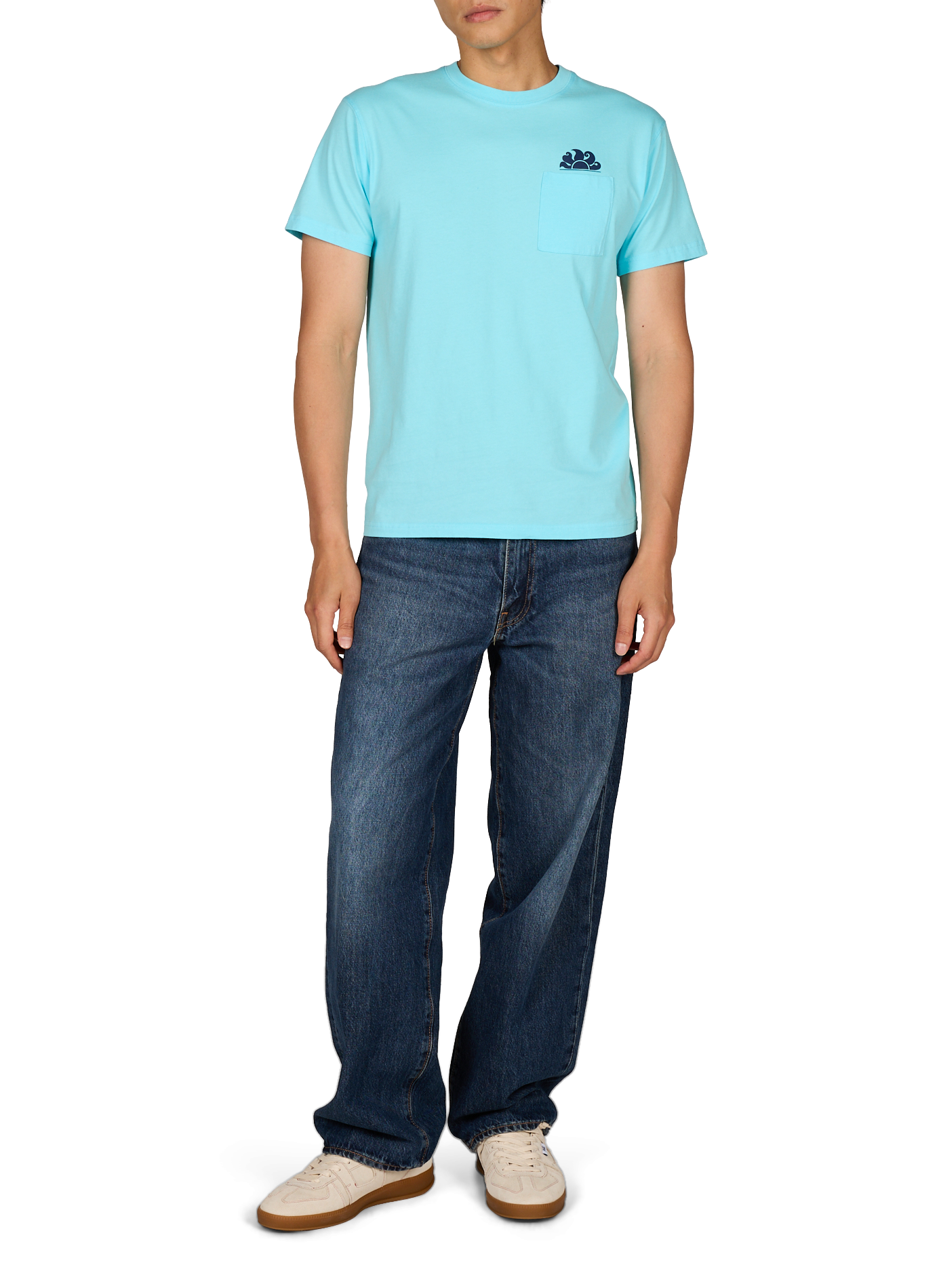 Round neck cotton t-shirt SUNDEK Blue