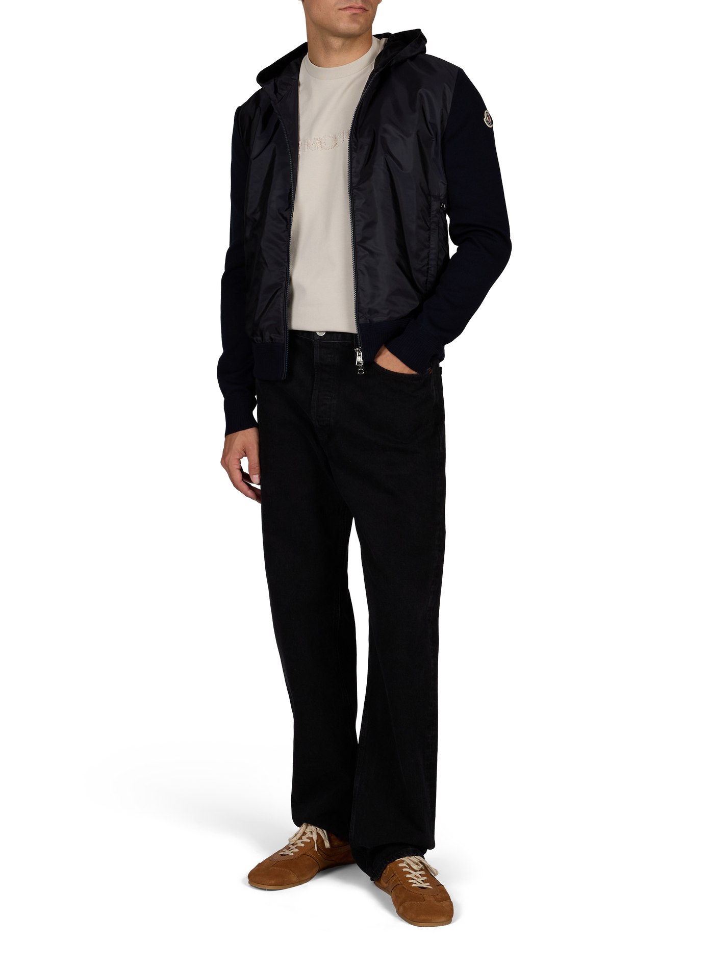 Hoodie vest van gemengd katoen MONCLER Blauw