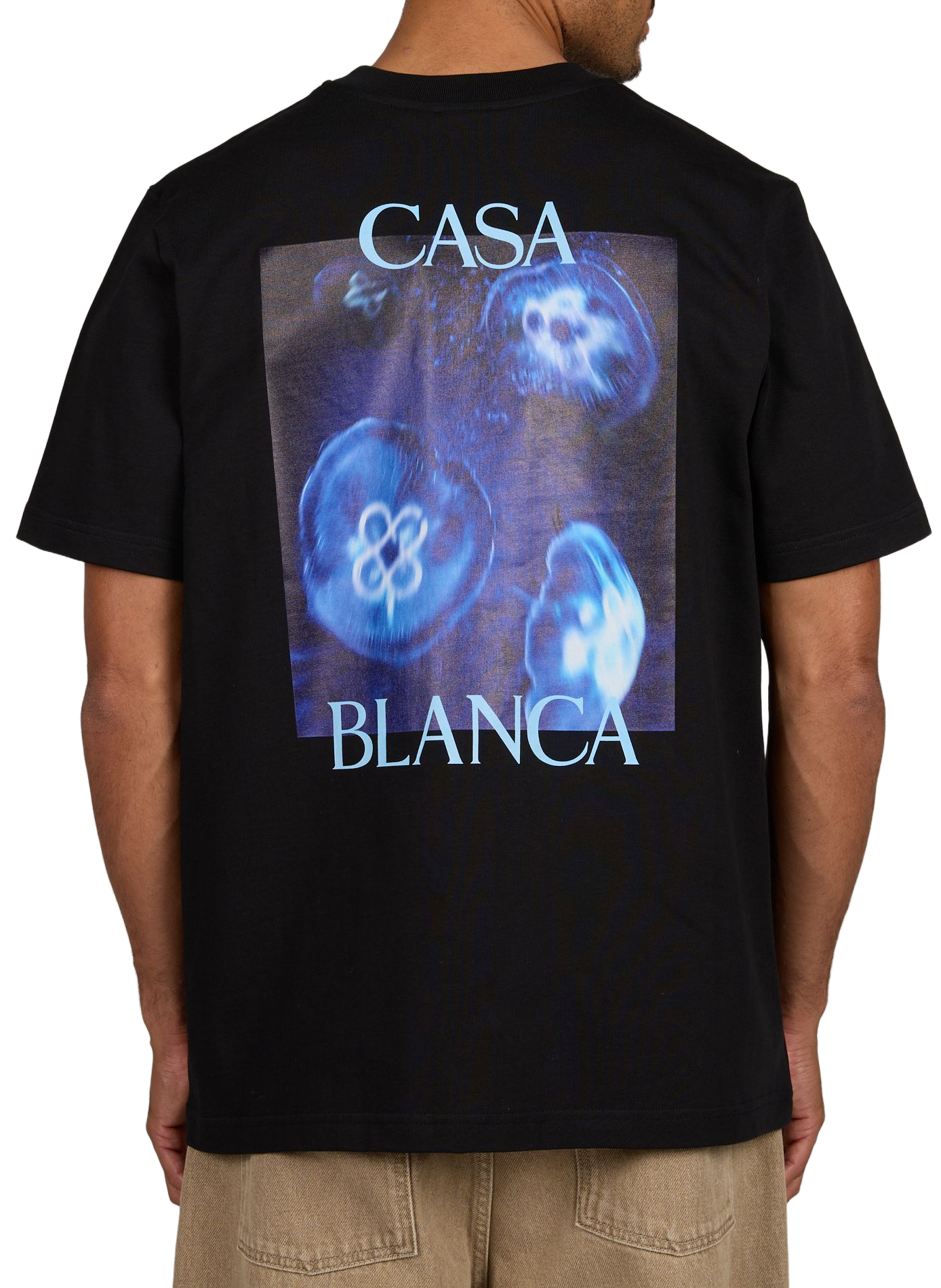 Oversized round neck cotton printed t-shirt CASABLANCA PARIS Black
