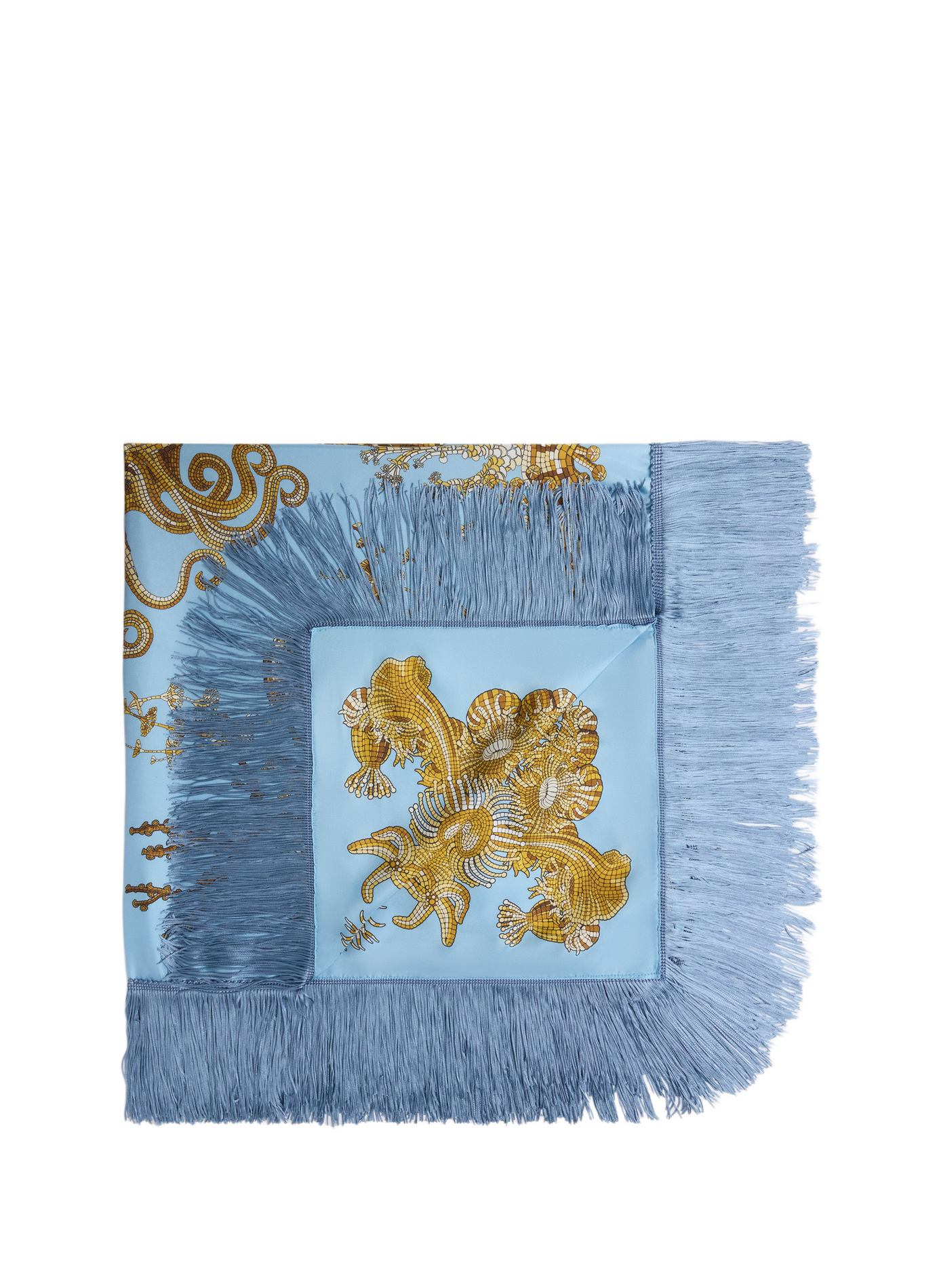 Echarpe à motif à franges en soie LA DOUBLEJ Bleu