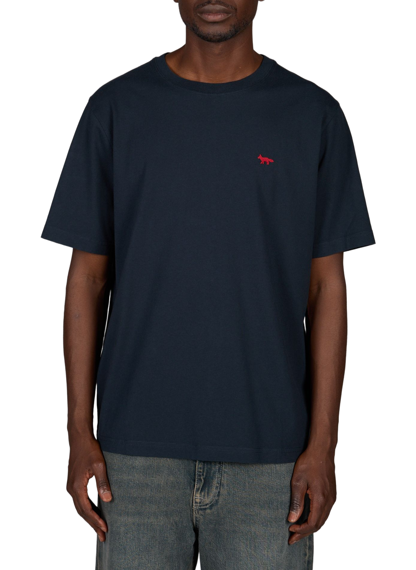 Gerade geschnittenes T-Shirt mit Logo aus Baumwolle MAISON KITSUNÉ Blau