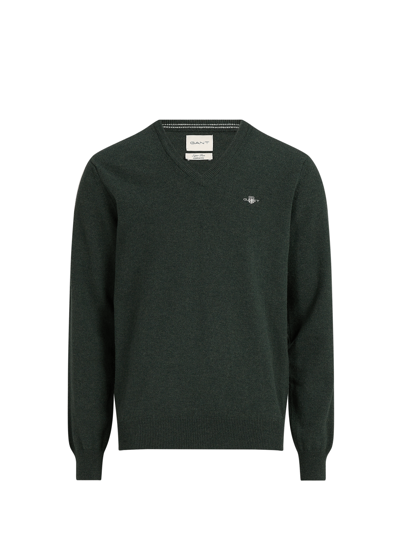 Pull droit à col V en laine mérinos GANT Vert