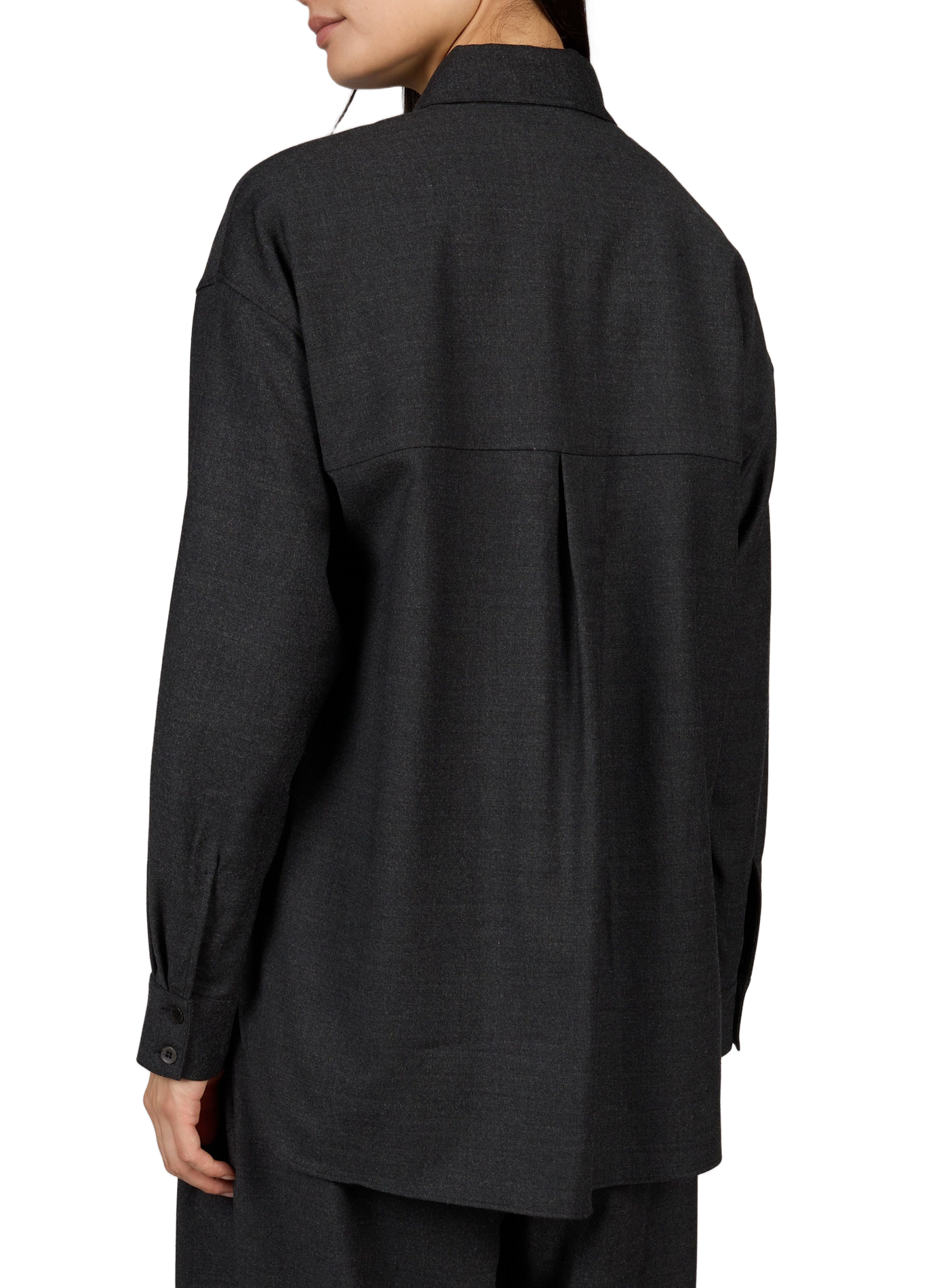 Chemise ample boutonnée en laine mélangée TIBI Gris