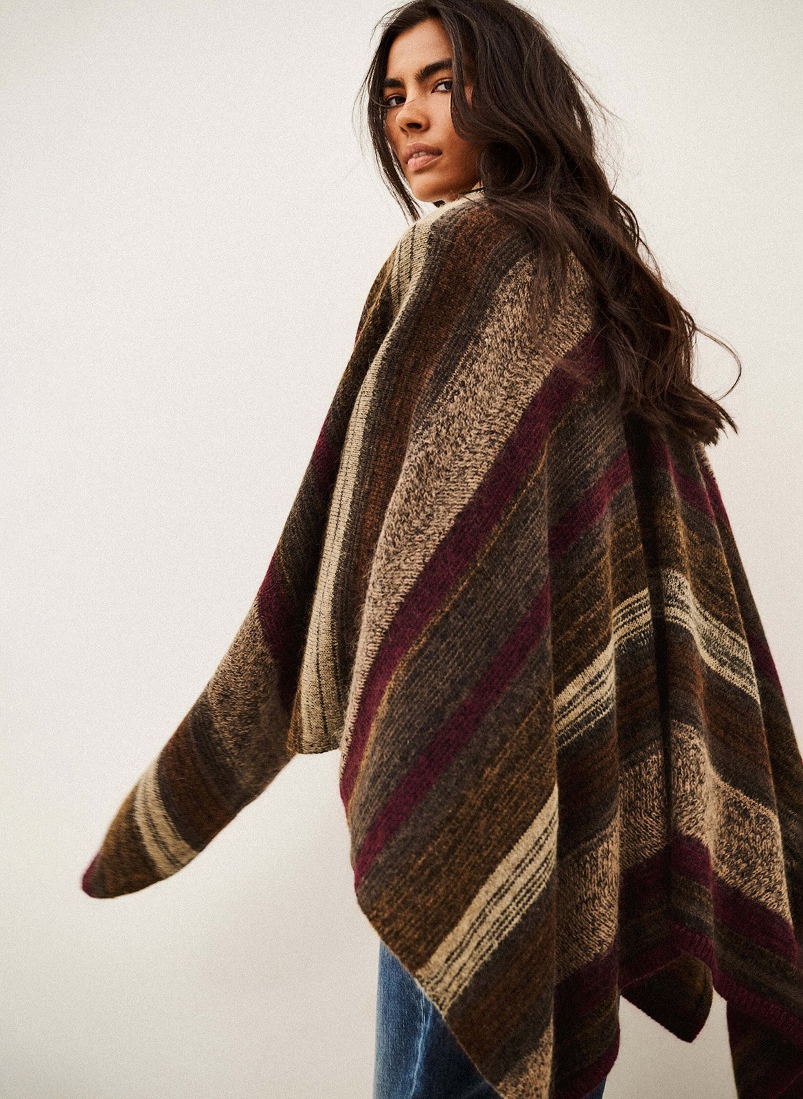 Poncho large en laine mélangée perros BA&SH Marron