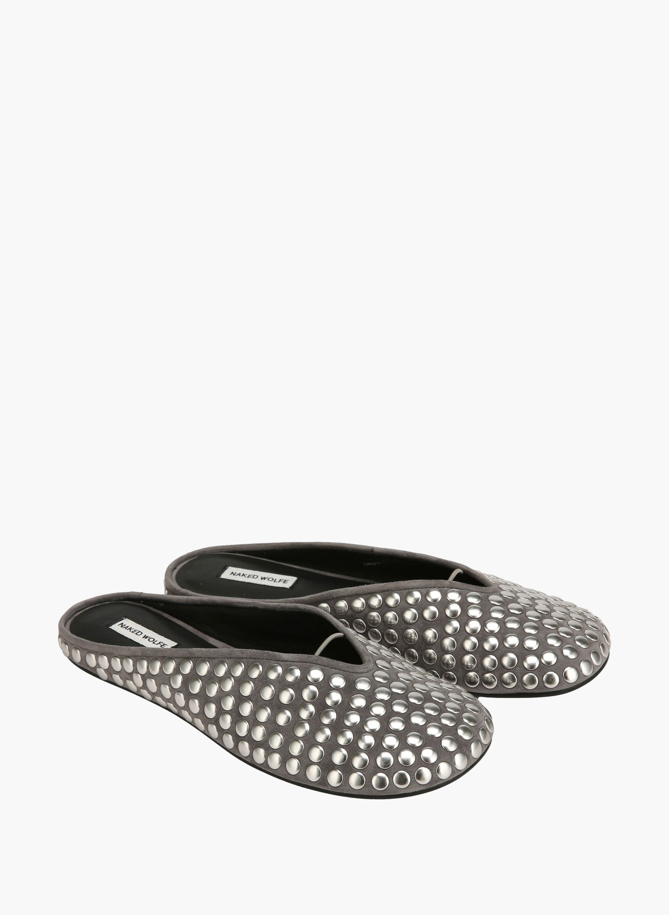 Pippa ballerina's van suède met studs NAKED WOLFE Grijs