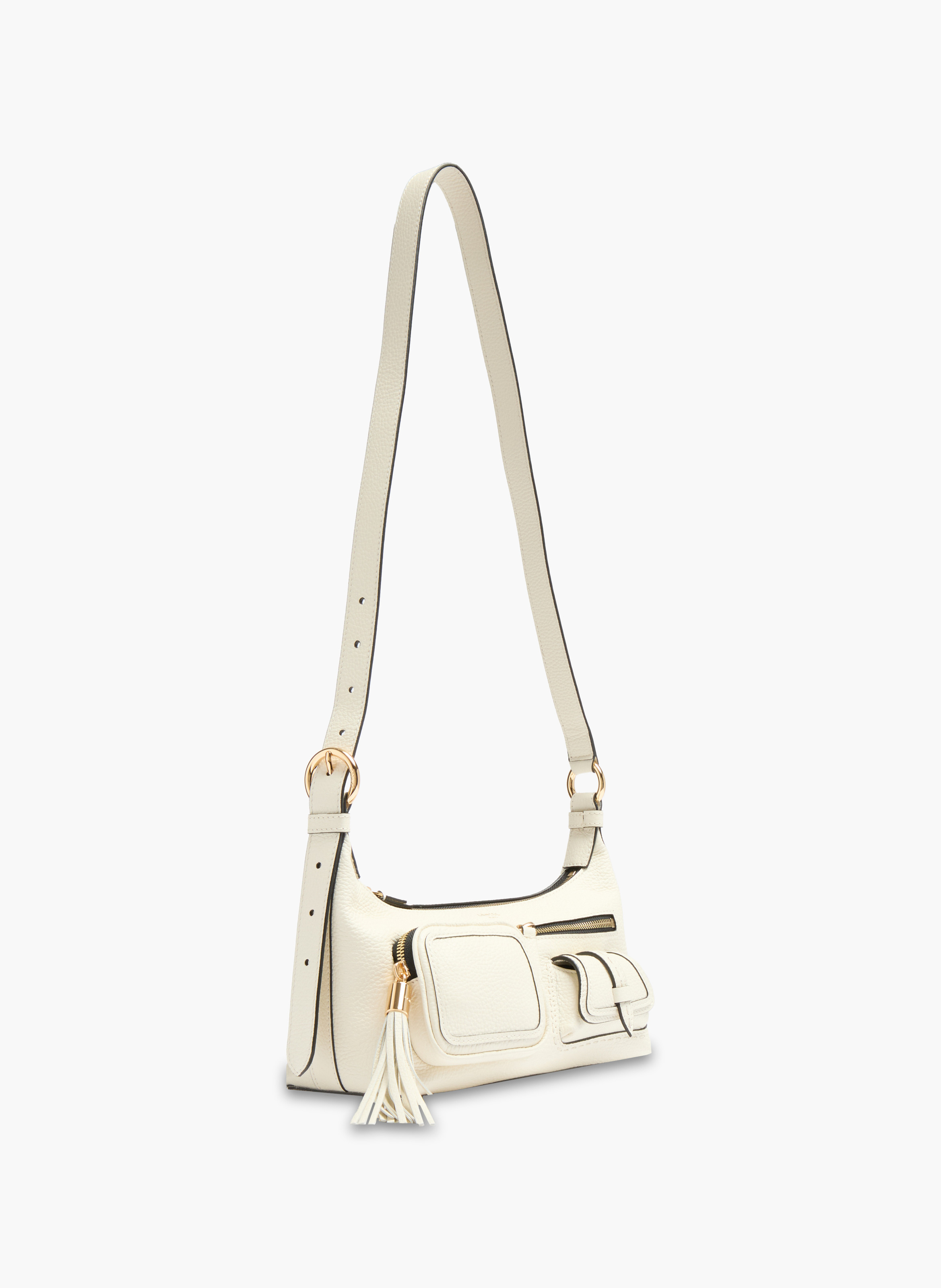 Sac porté croisé zippé multipoches s premier flirt de lancel en cuir LANCEL Blanc