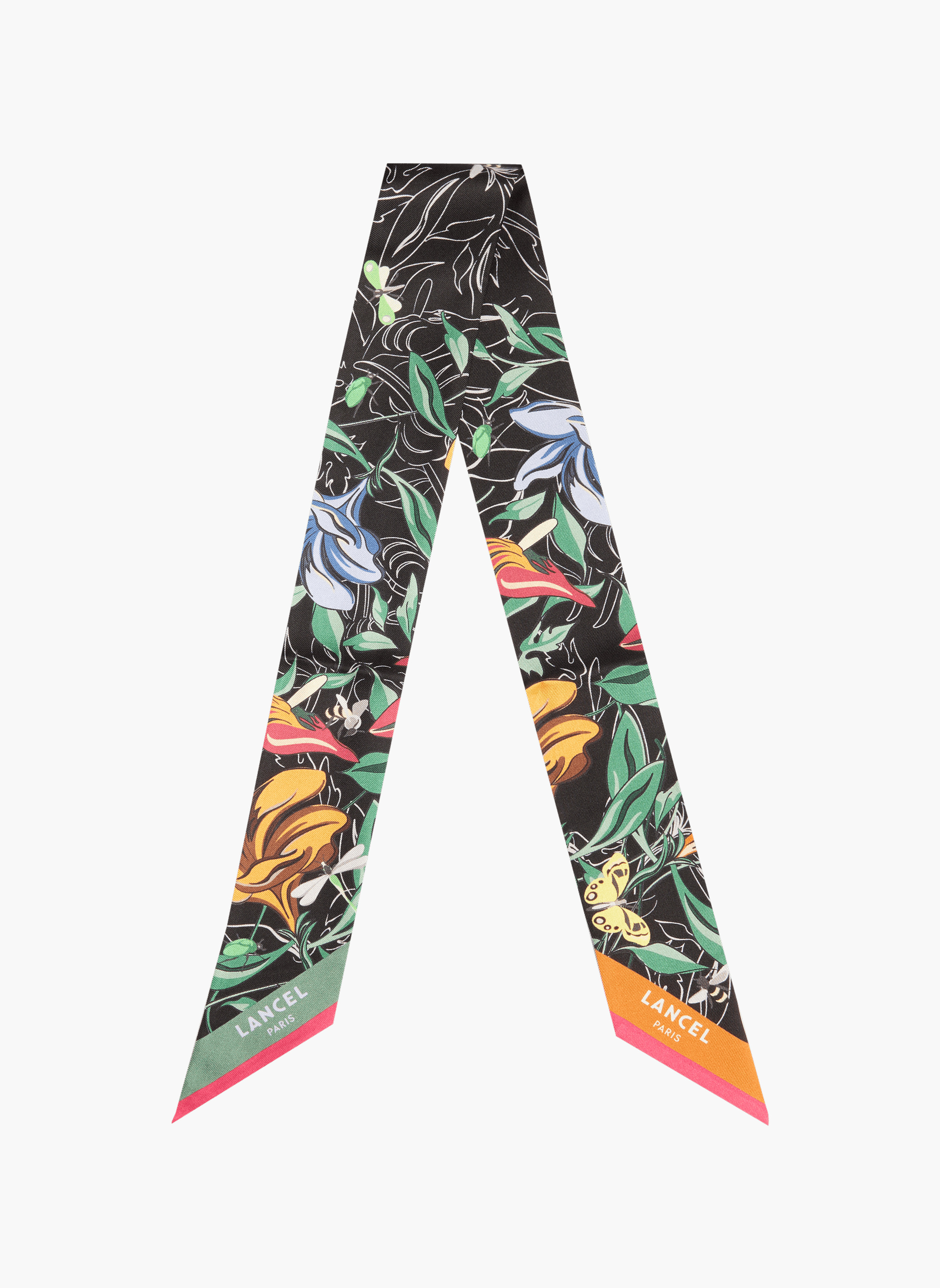 Zijden bandeau met tutti bloemenmotief van Lancel. LANCEL Zwart