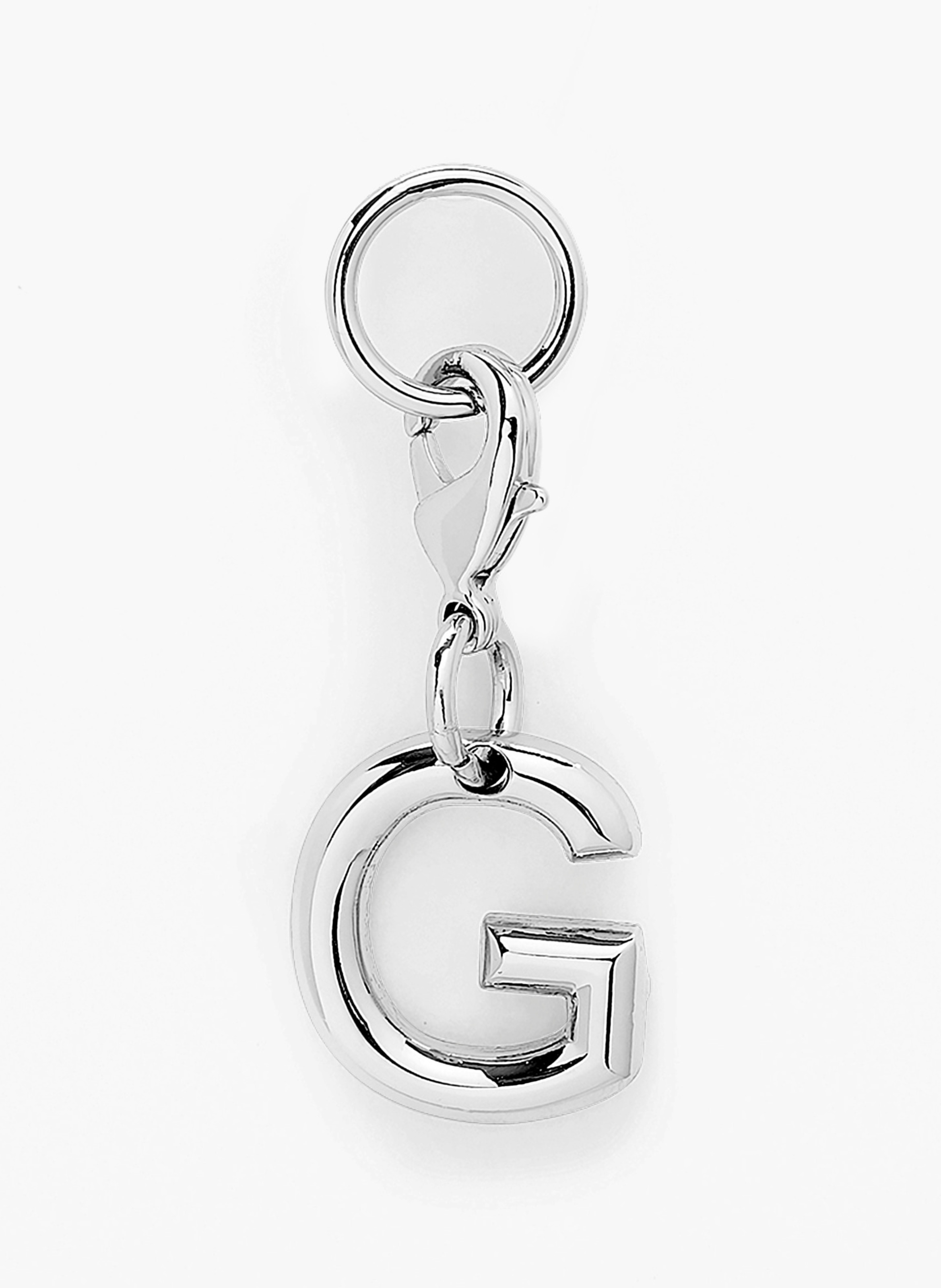 Charme en métal argenté en forme de lettre g de lancel. LANCEL Argent