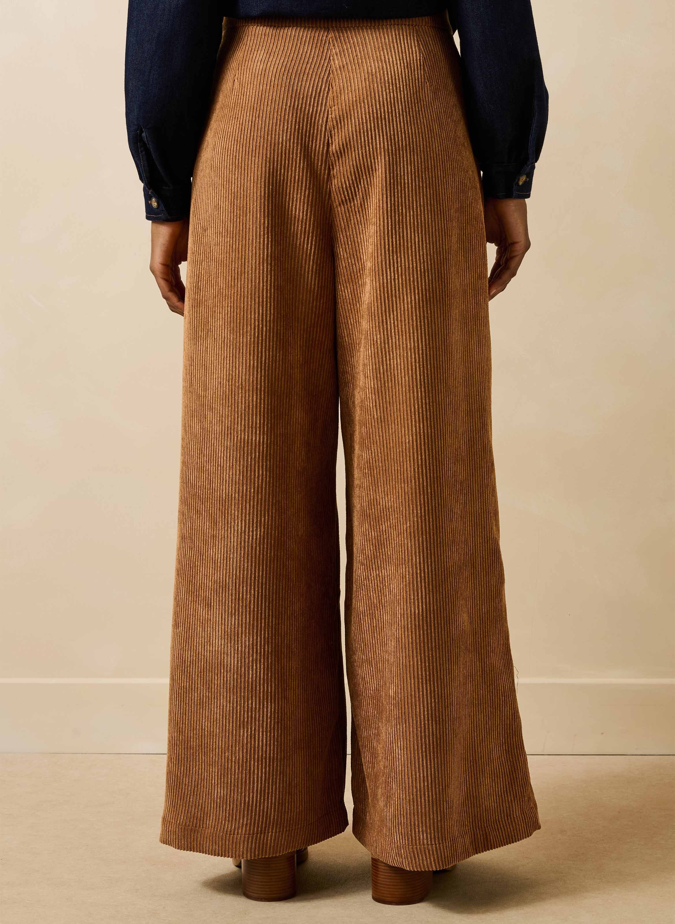 Wijde ribfluwelen broek LA FEE MARABOUTEE Bruin