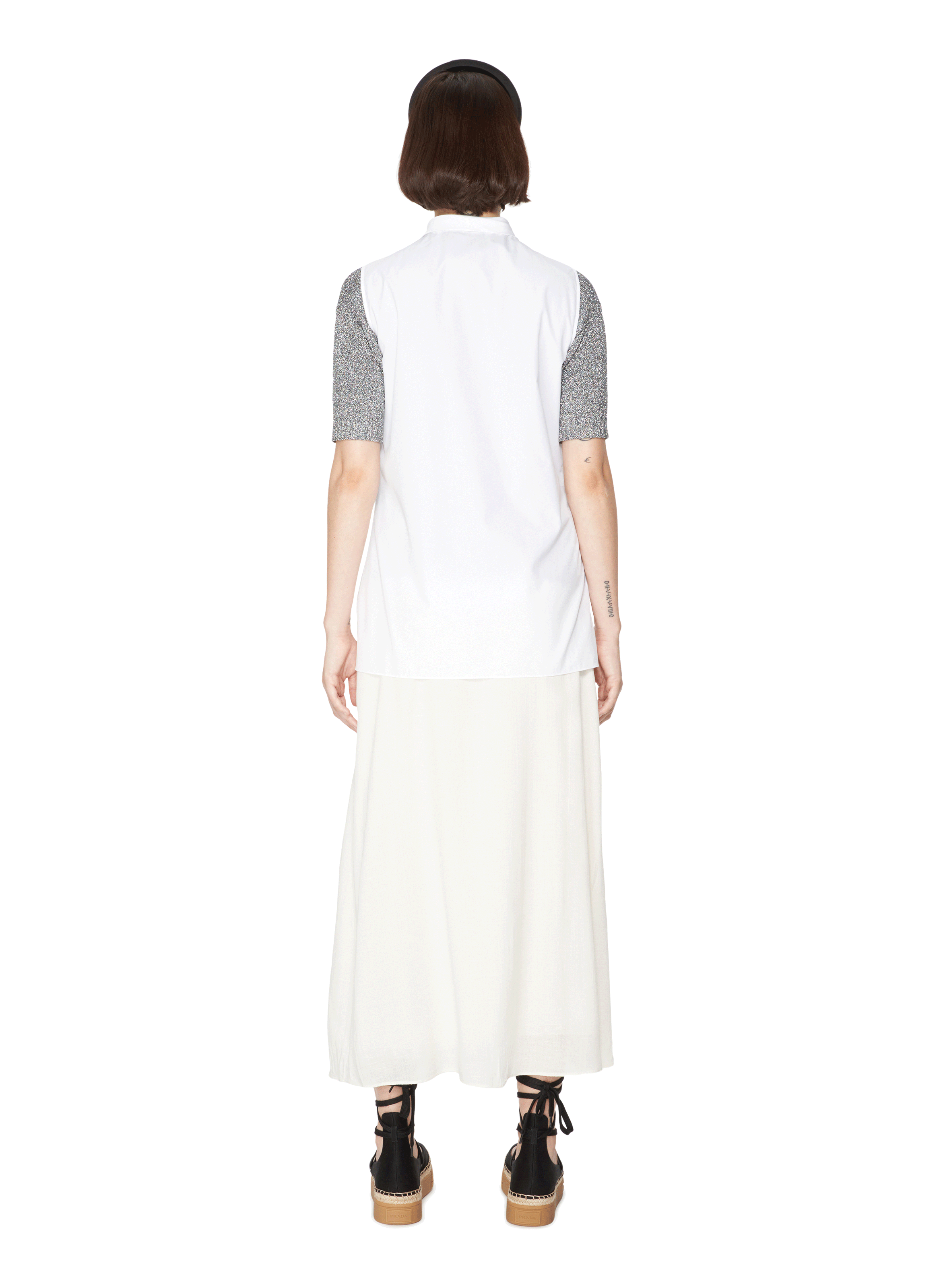 Ärmelloses Baumwolltop PRADA Weiss