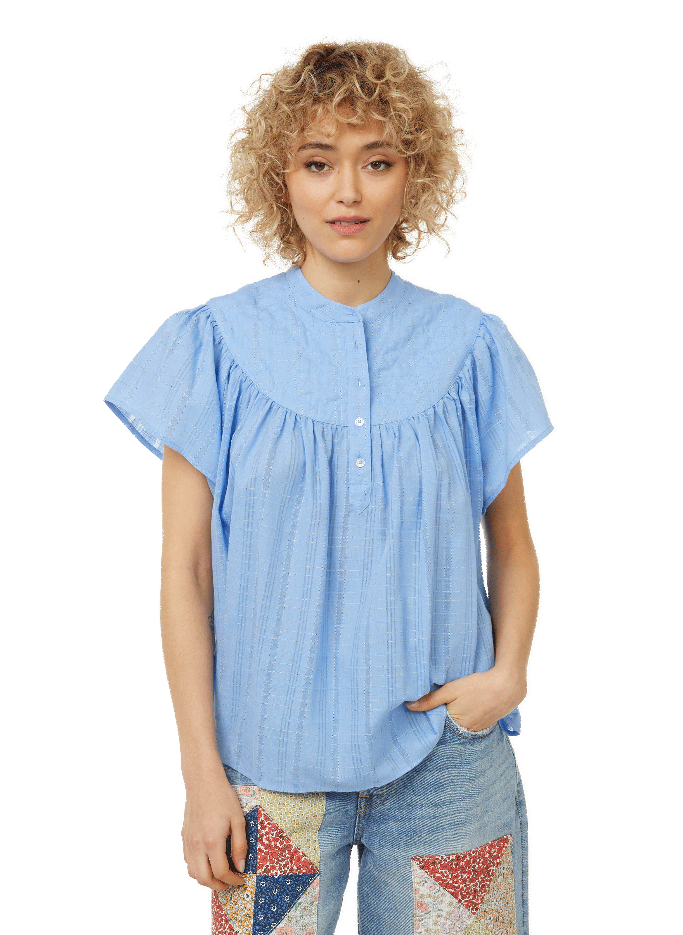 BLOUSE EN COTON MÉLANGÉ BELLEROSE pour FEMME