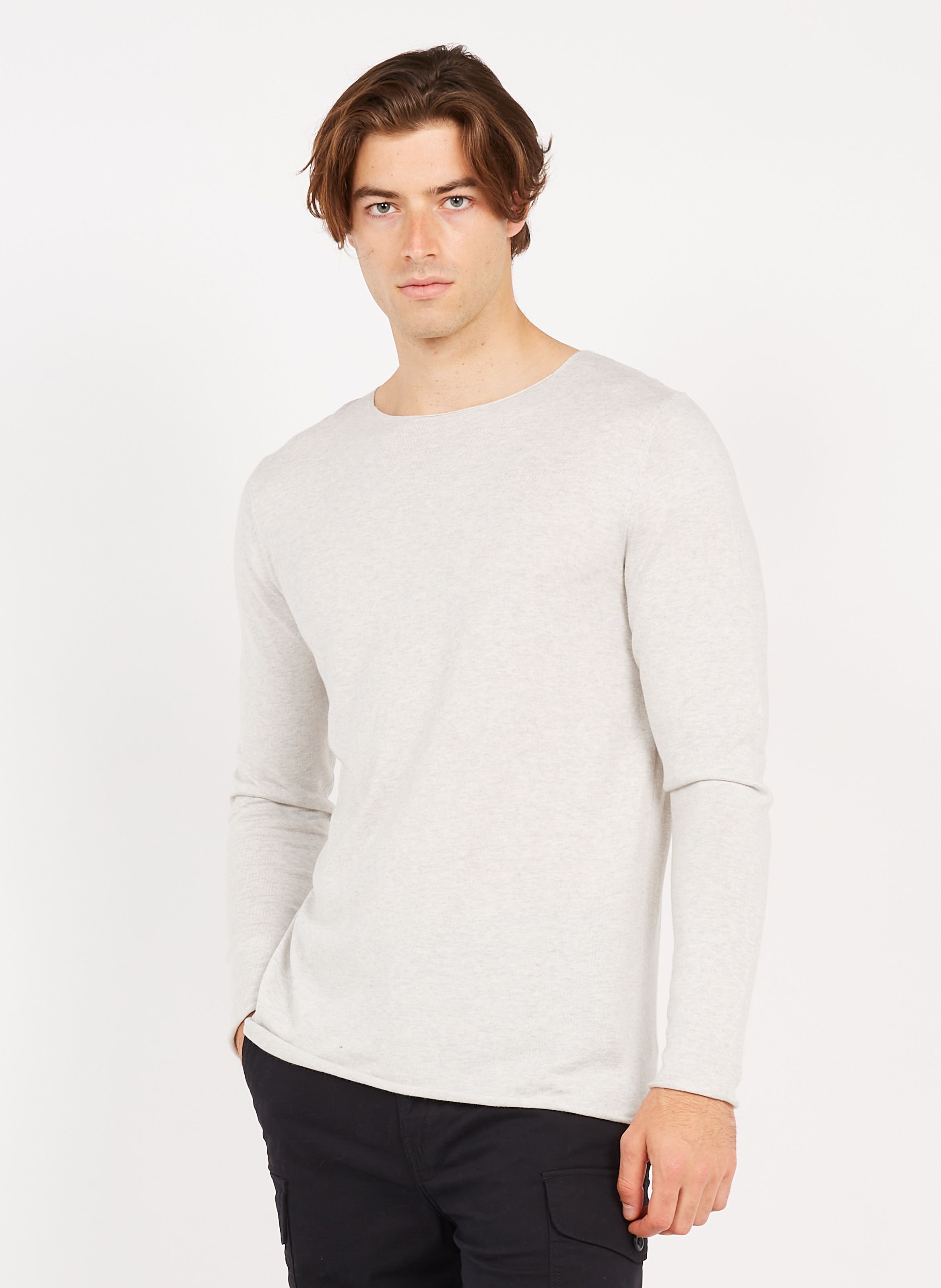 TEE SHIRT COL ROND REGULAR FIT MANCHES LONGUES EN COTON MARCEL