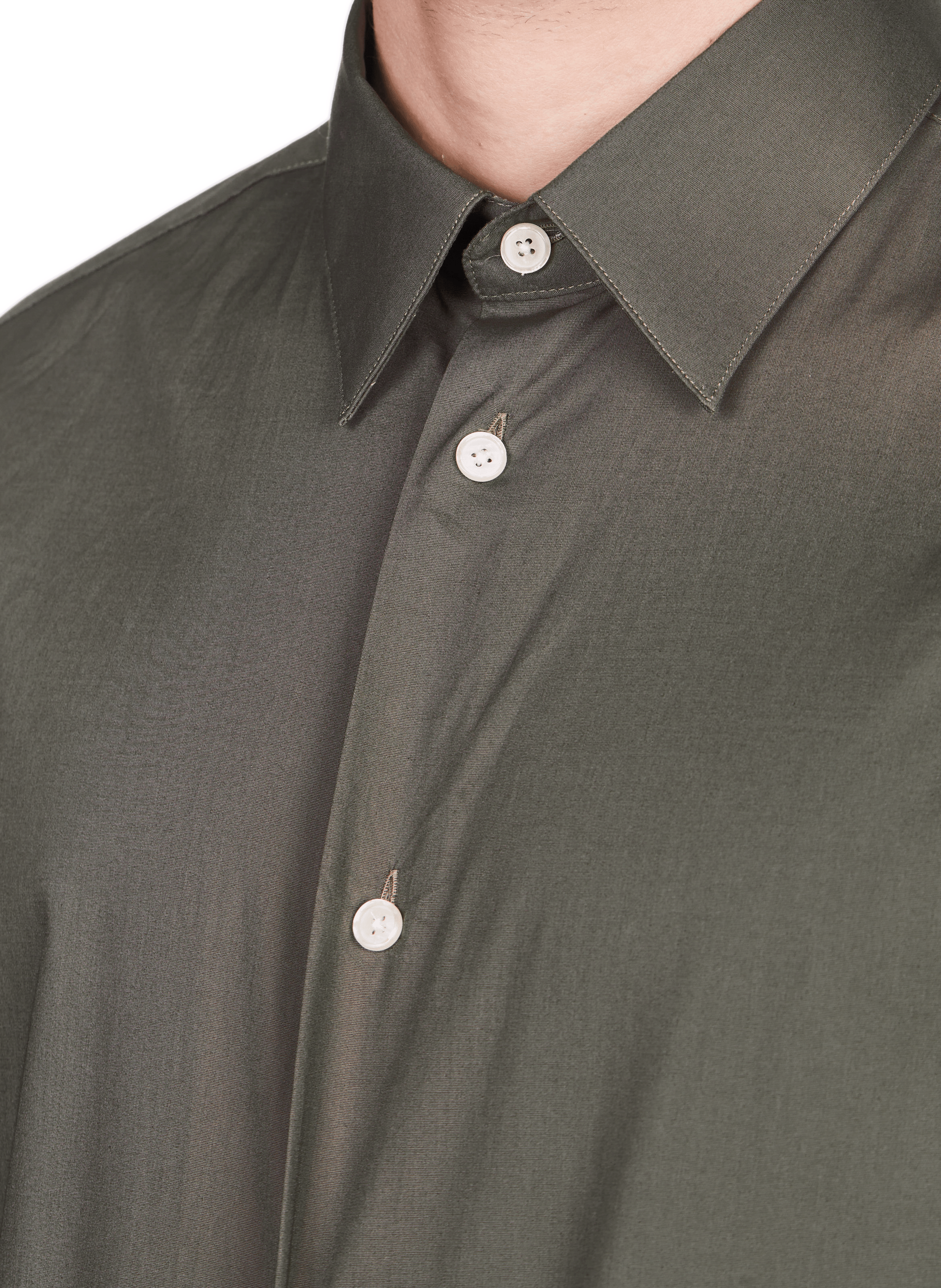 Chemise slim en coton  AU PRINTEMPS PARIS Kaki