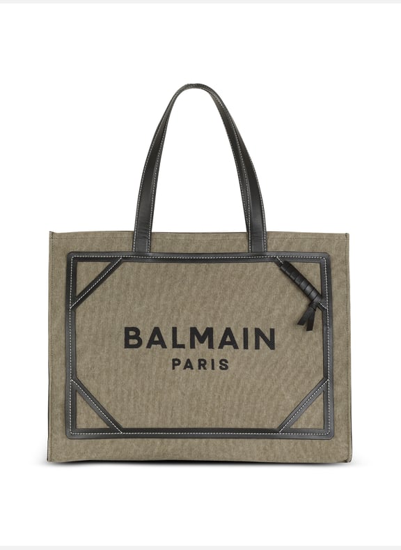 Sac cabas b-army 42 en toile et détails cuir Vert by BALMAIN BALMAIN Sac cabas b-army 42 en toile et détails cuir Vert