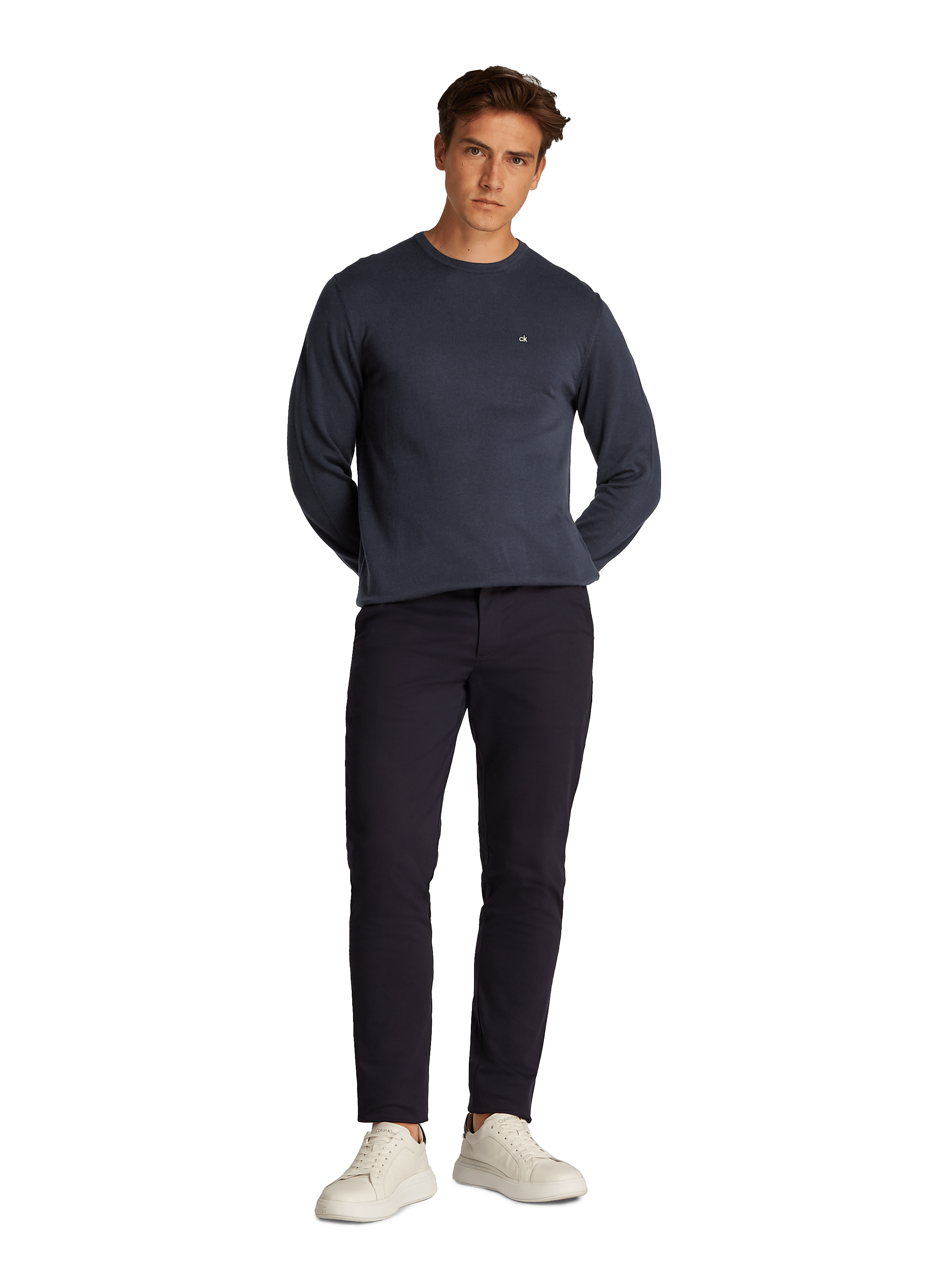 Pull en coton et soie CALVIN KLEIN Bleu