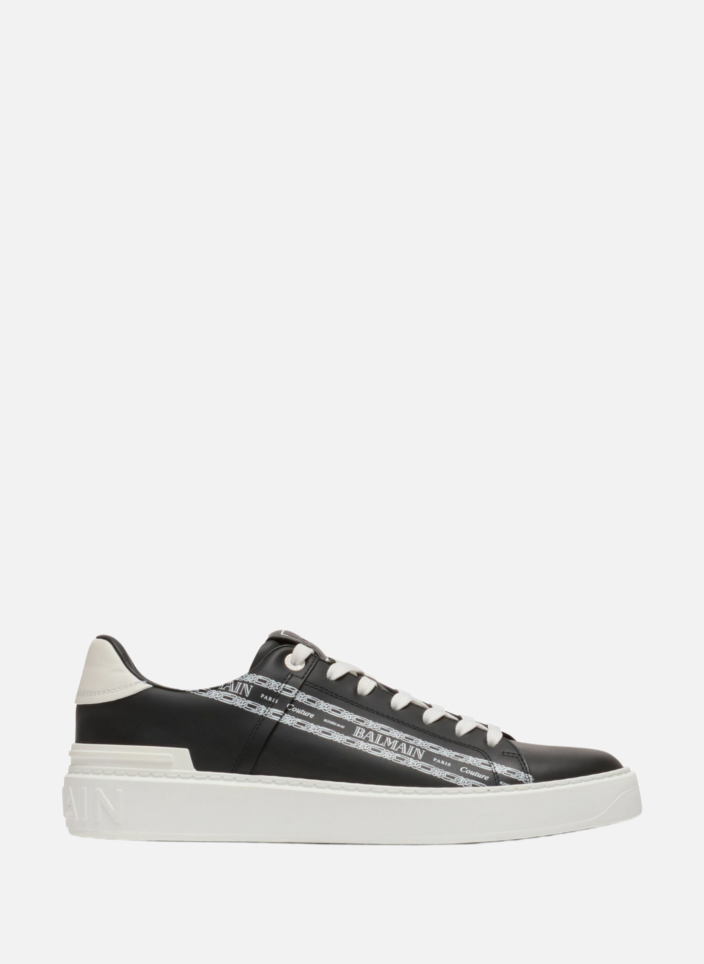 Baskets b-court en cuir de veau imprimé BALMAIN Noir