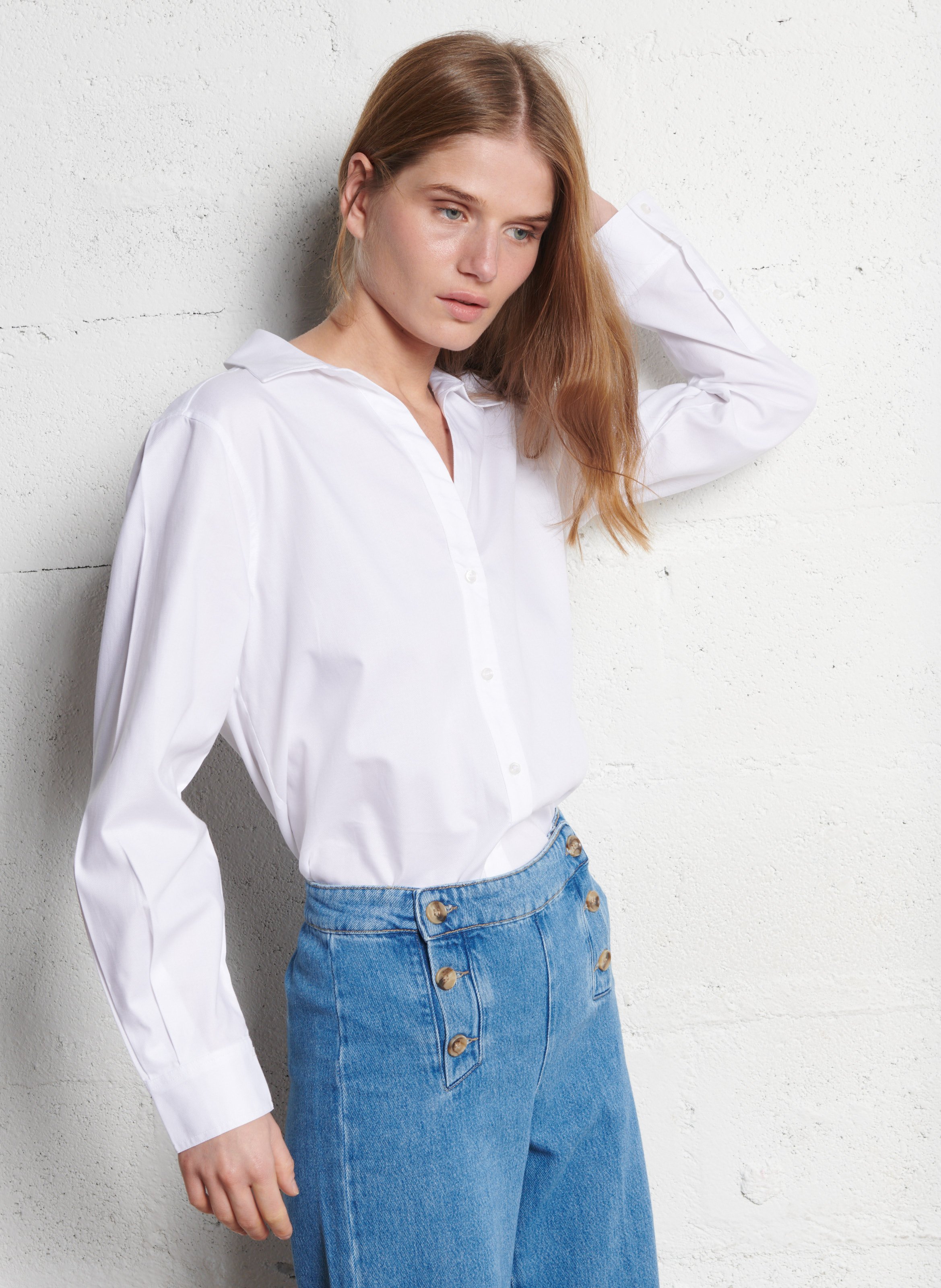 Chemise col classique ample en coton mandie MAISON 123 Blanc