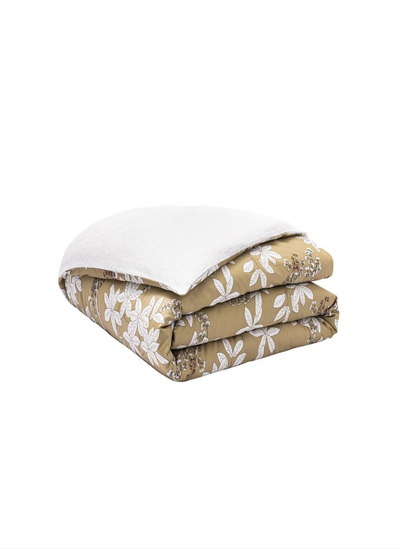 Housse de couette imprimée en satin de coton bio, légende Jaune by ALEXANDRE TURPAULT ALEXANDRE TURPAULT Housse de couette imprimée en satin de coton bio, légende Jaune