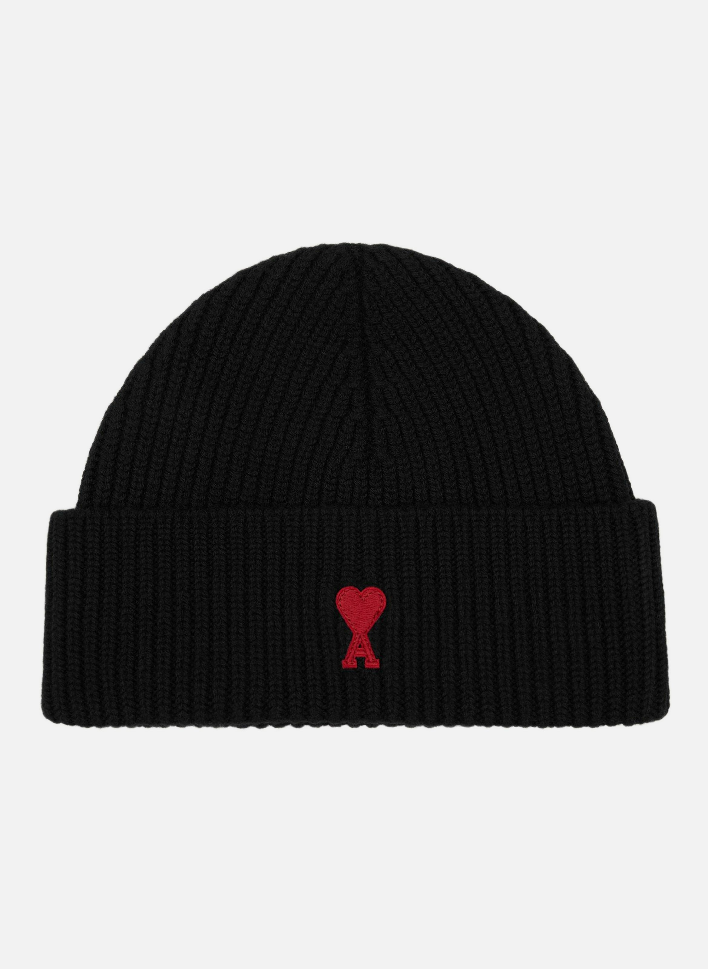 AMI PARIS Bonnet ami de coeur rouge unisexe Noir