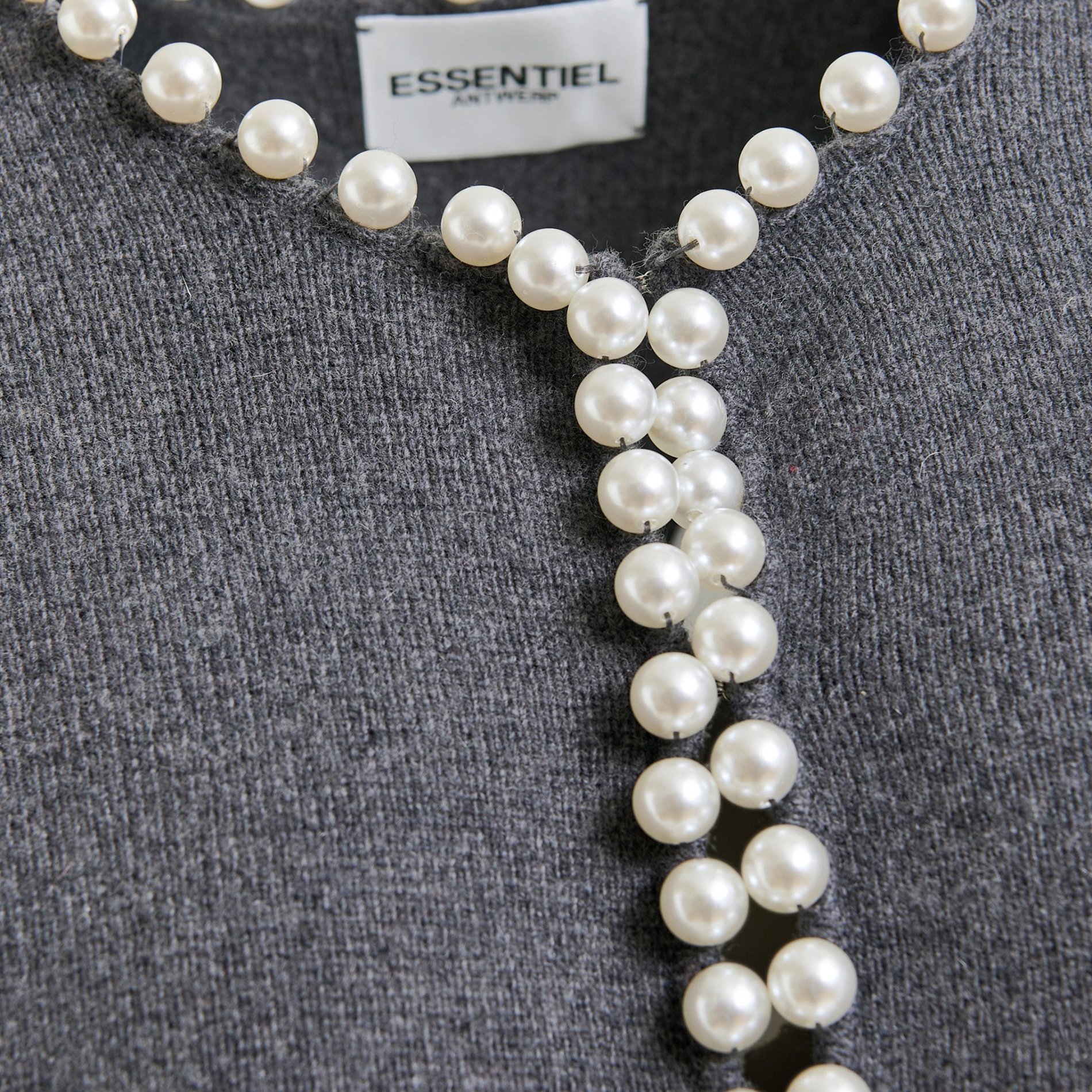 Cardigan droit à perles Ideas ESSENTIEL ANTWERP Gris