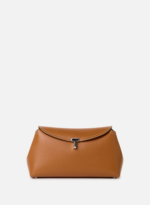 Leather T-lock clutch Brown by TOTEME TOTEME Leather T-lock clutch Brown