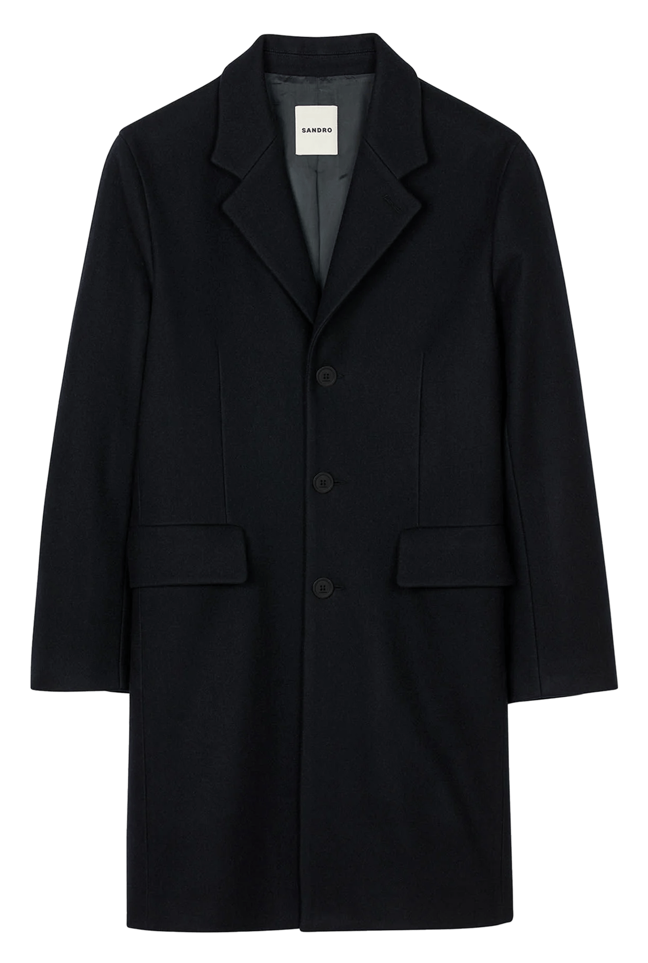 Manteau droit en laine mélangée SANDRO Bleu