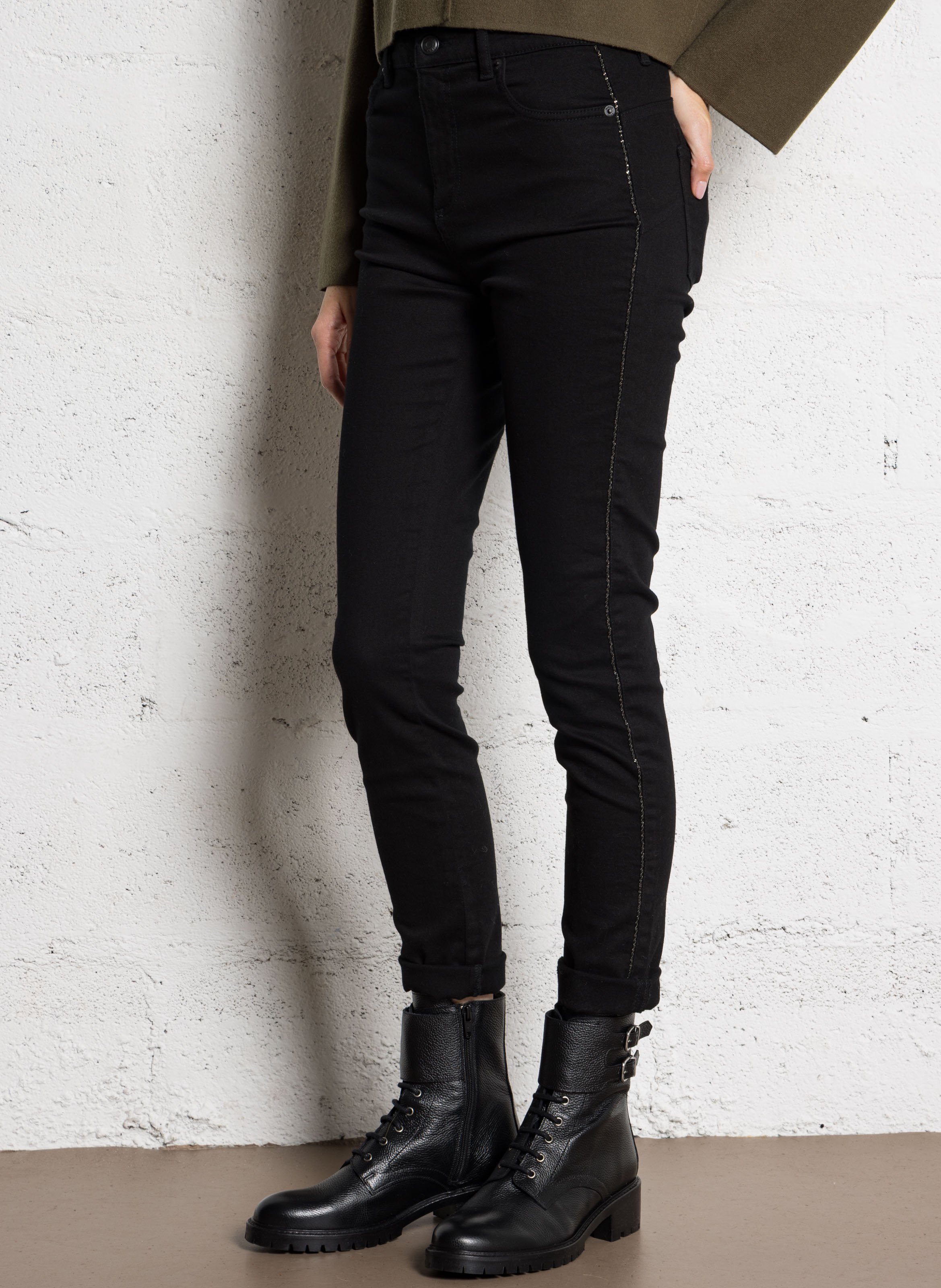 Jean droit en coton nina IKKS Noir