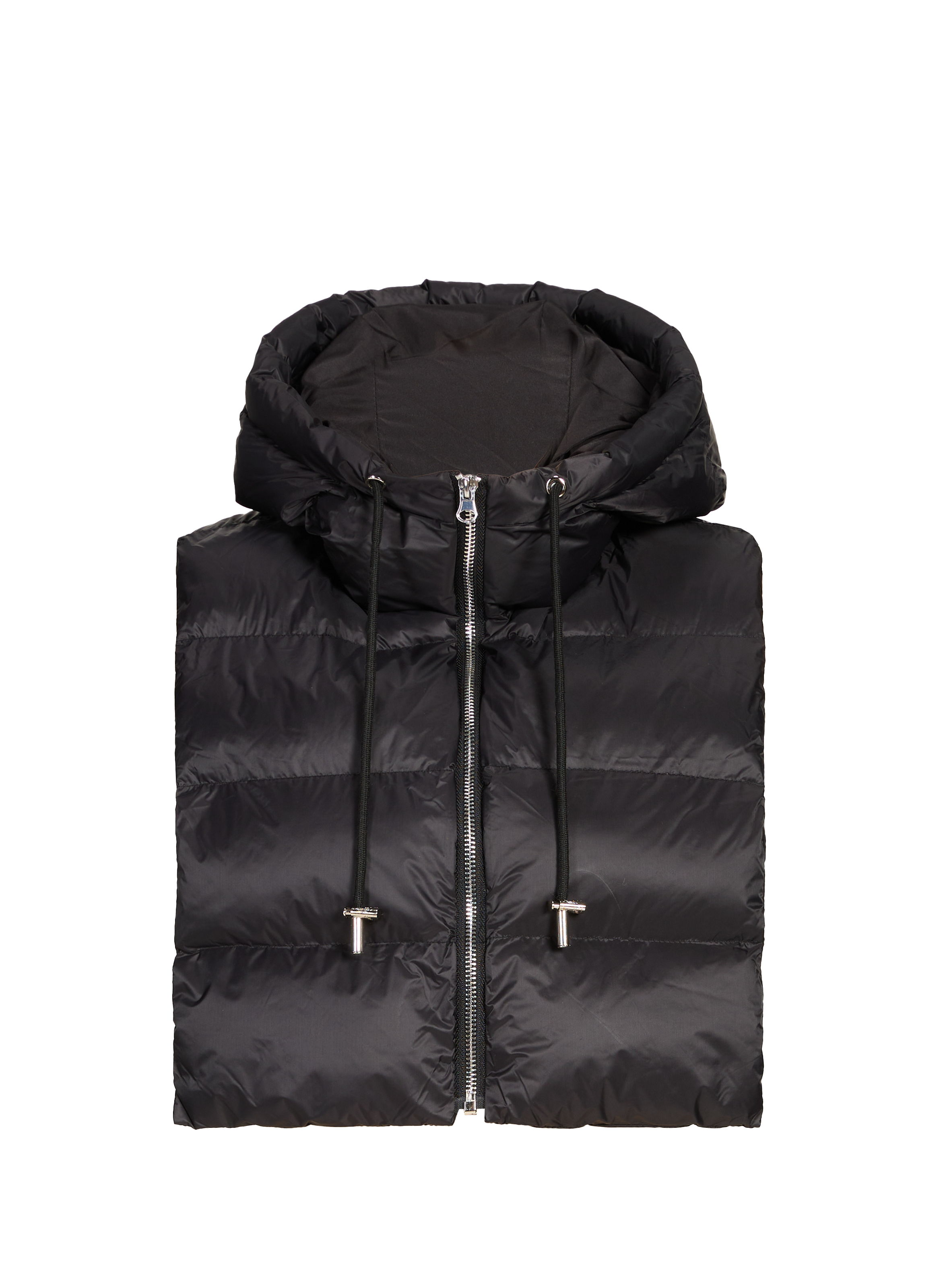 SAISON 1865 Short sleeveless hooded puffer jacket Black