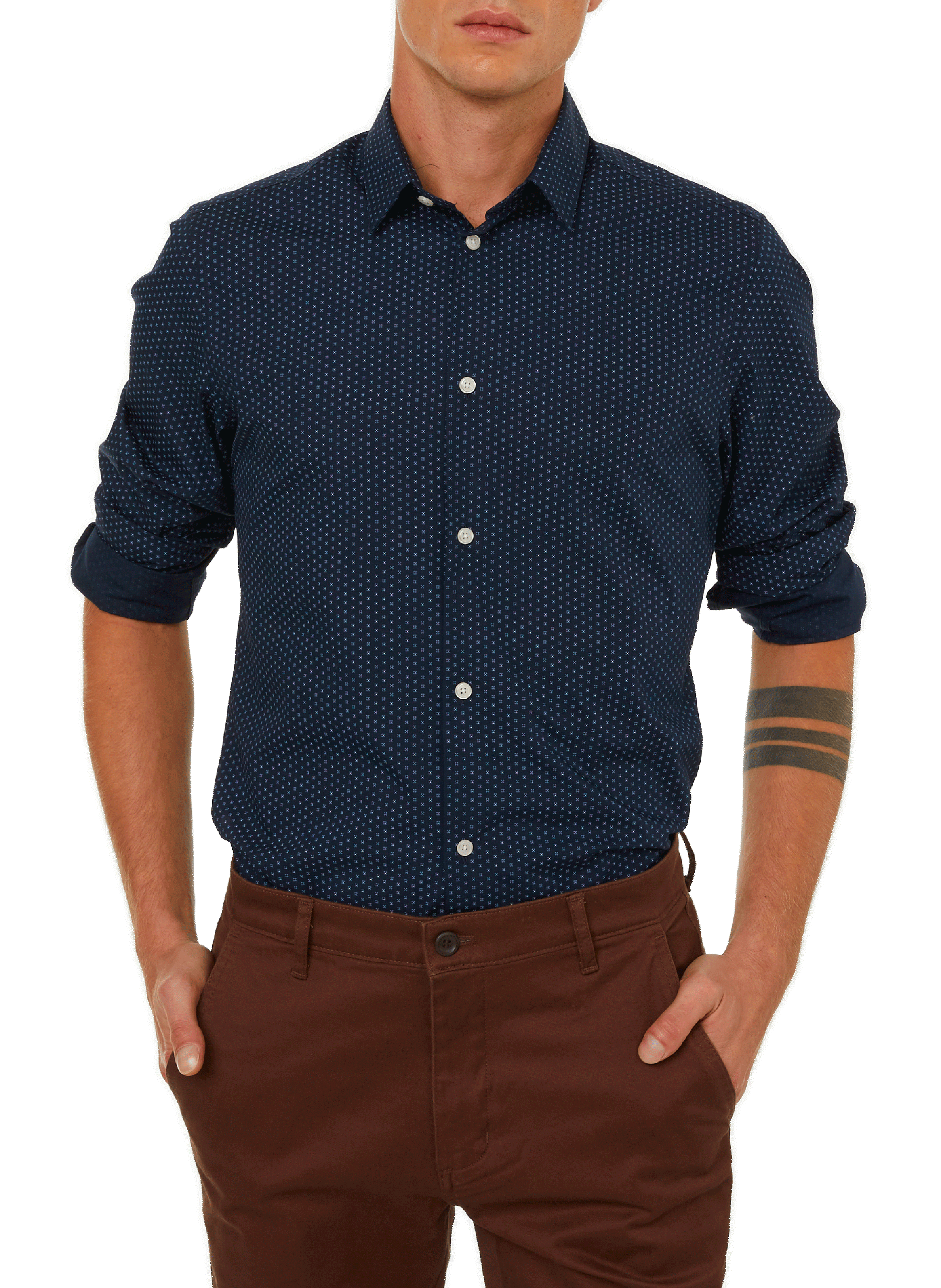 AU PRINTEMPS PARIS Chemise droite en coton Bleu
