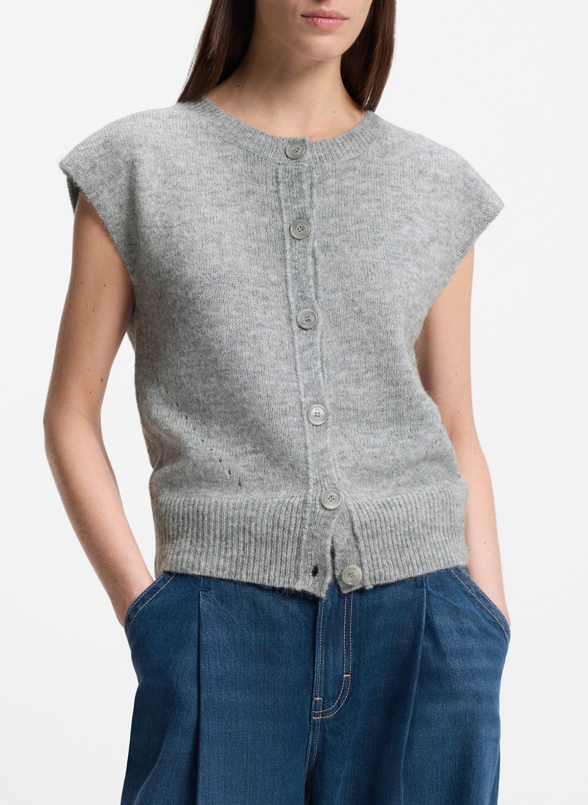 Cardigan sans manches chiné BOSS Argent