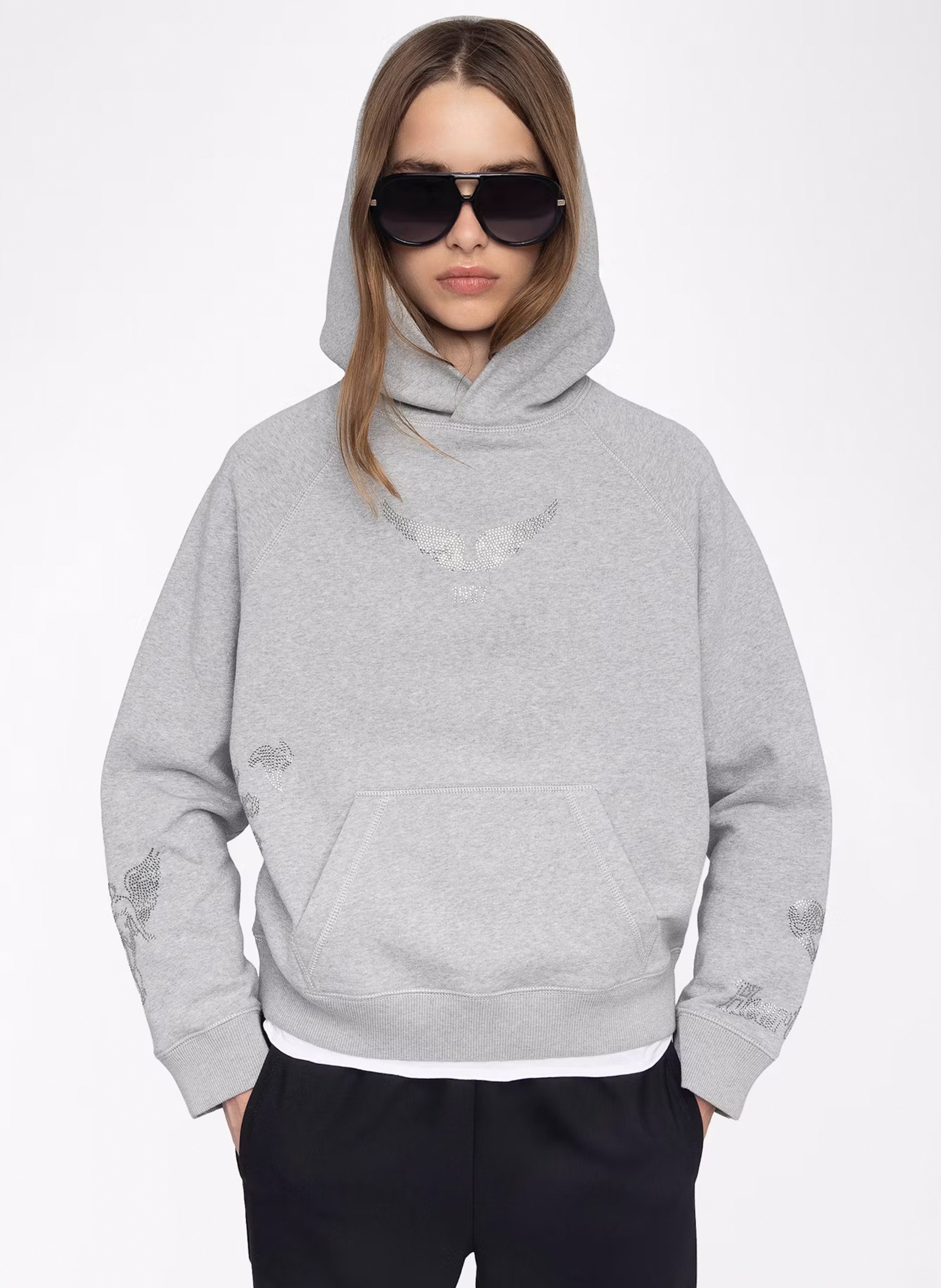 Sweat à capuche en coton georgy ZADIG&VOLTAIRE Gris