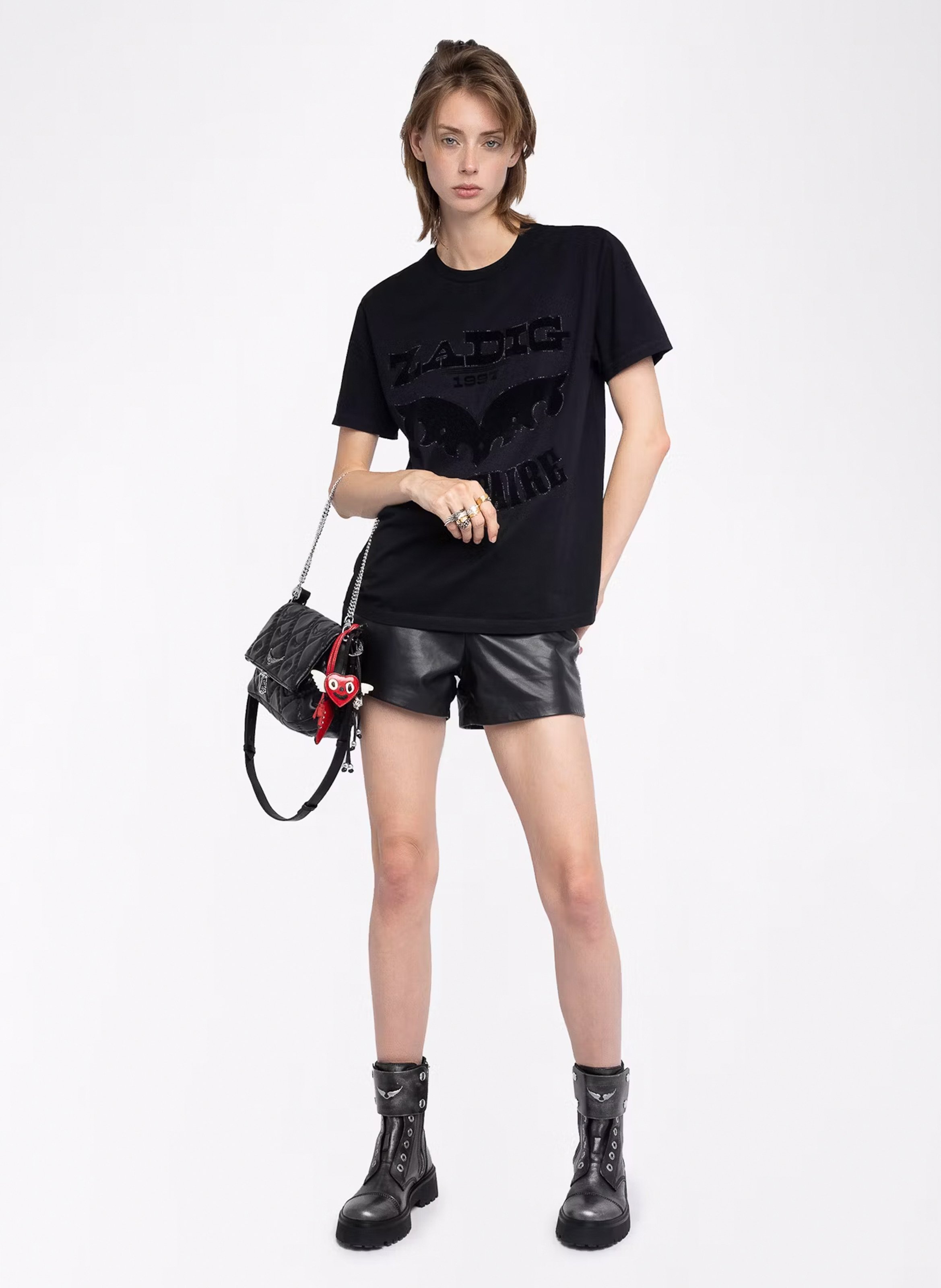 Tee-shirt oversize en coton sérigraphié edwin ZADIG&VOLTAIRE Noir