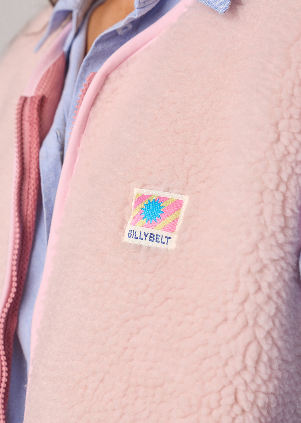 Veste sherpa zippée sans manches BILLYBELT Rose