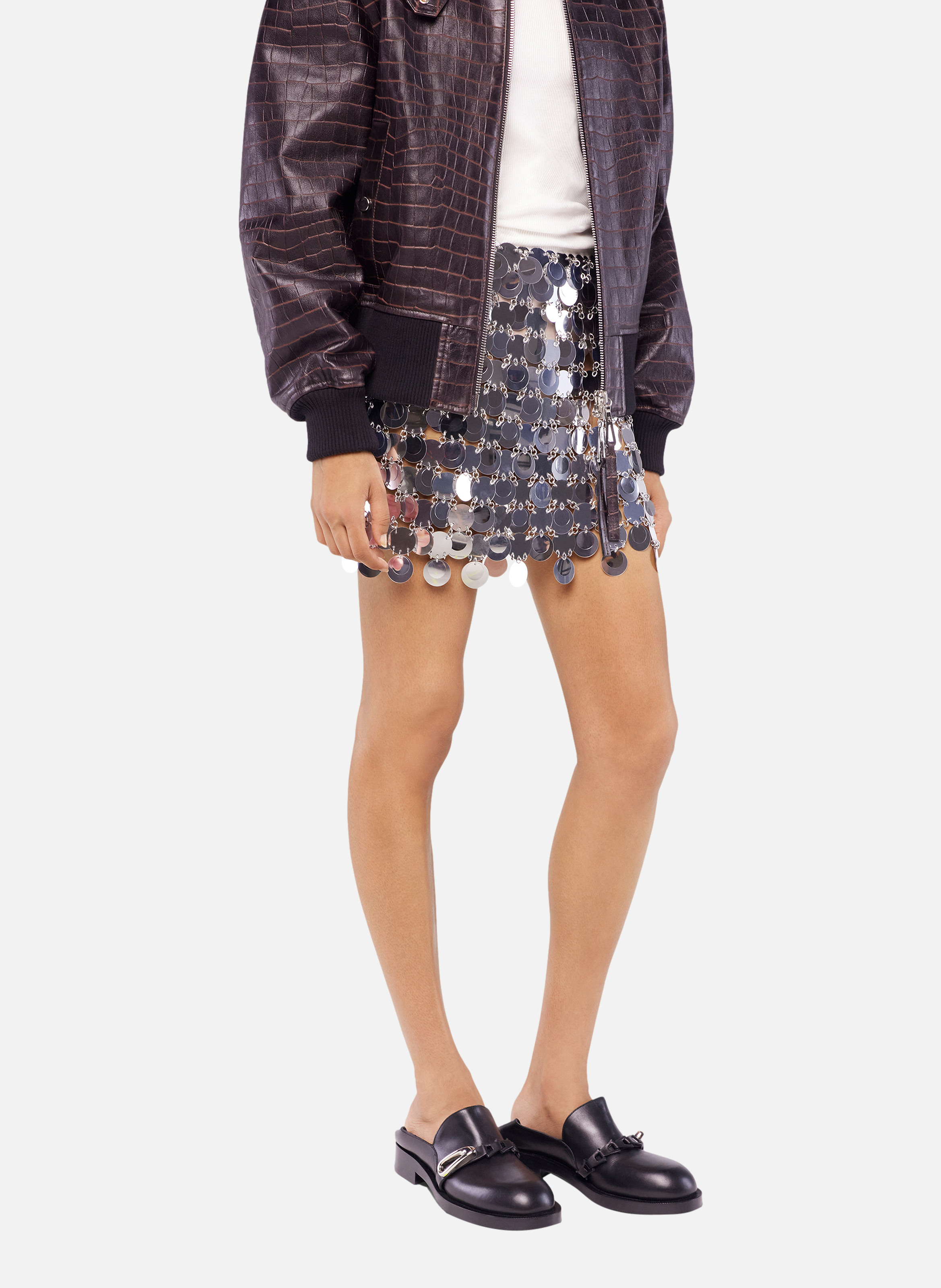 Mini-jupe à sequins sparkle RABANNE Argent