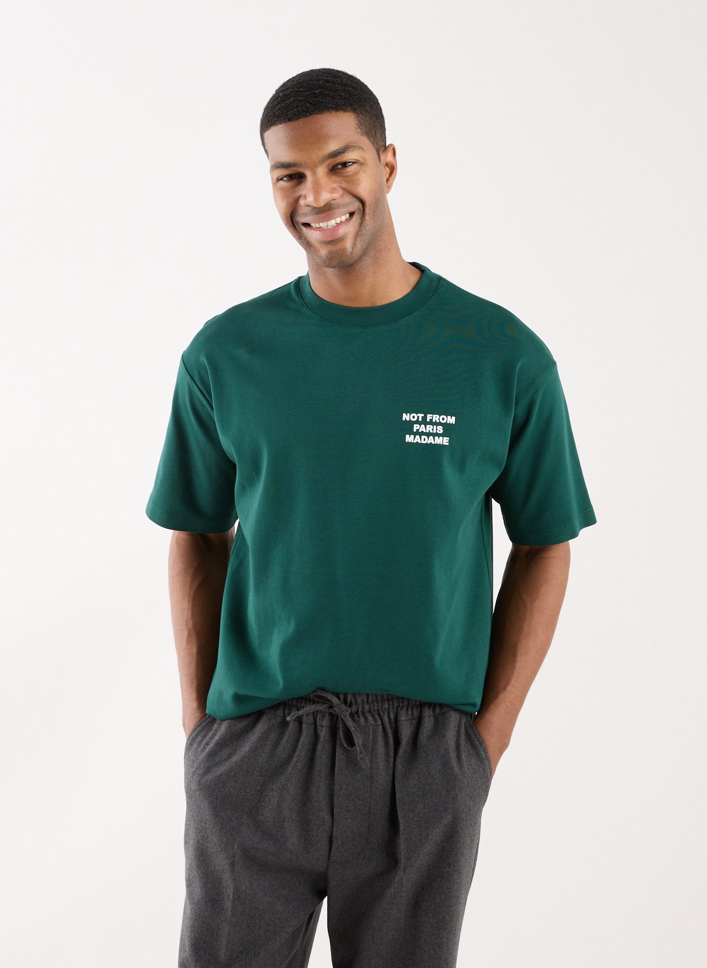 T-Shirt ample sérigraphié en coton DROLE DE MONSIEUR Vert