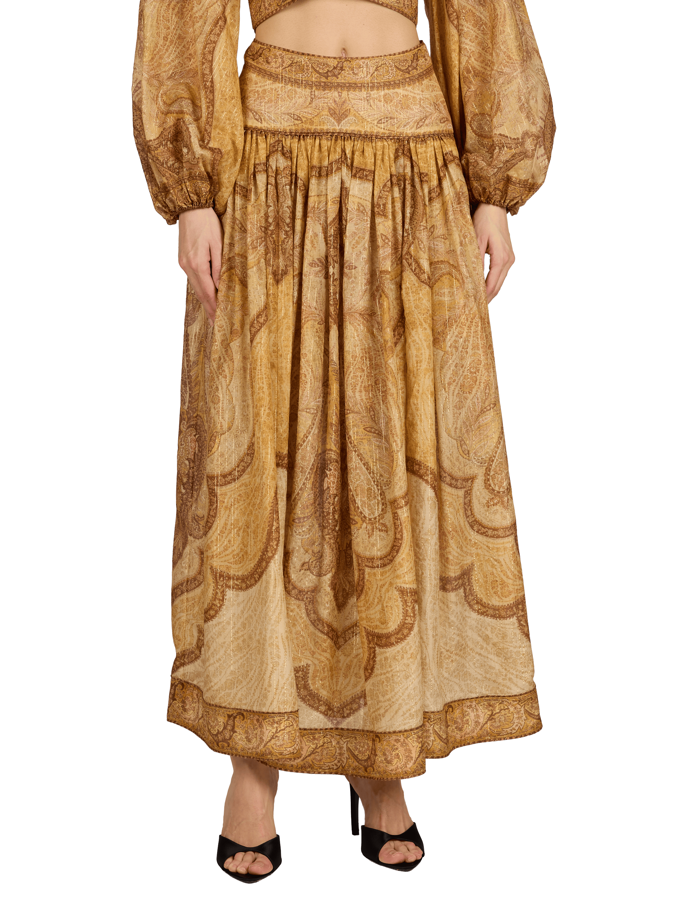 Jupe ample à motif en coton et soie ZIMMERMANN Multicolore