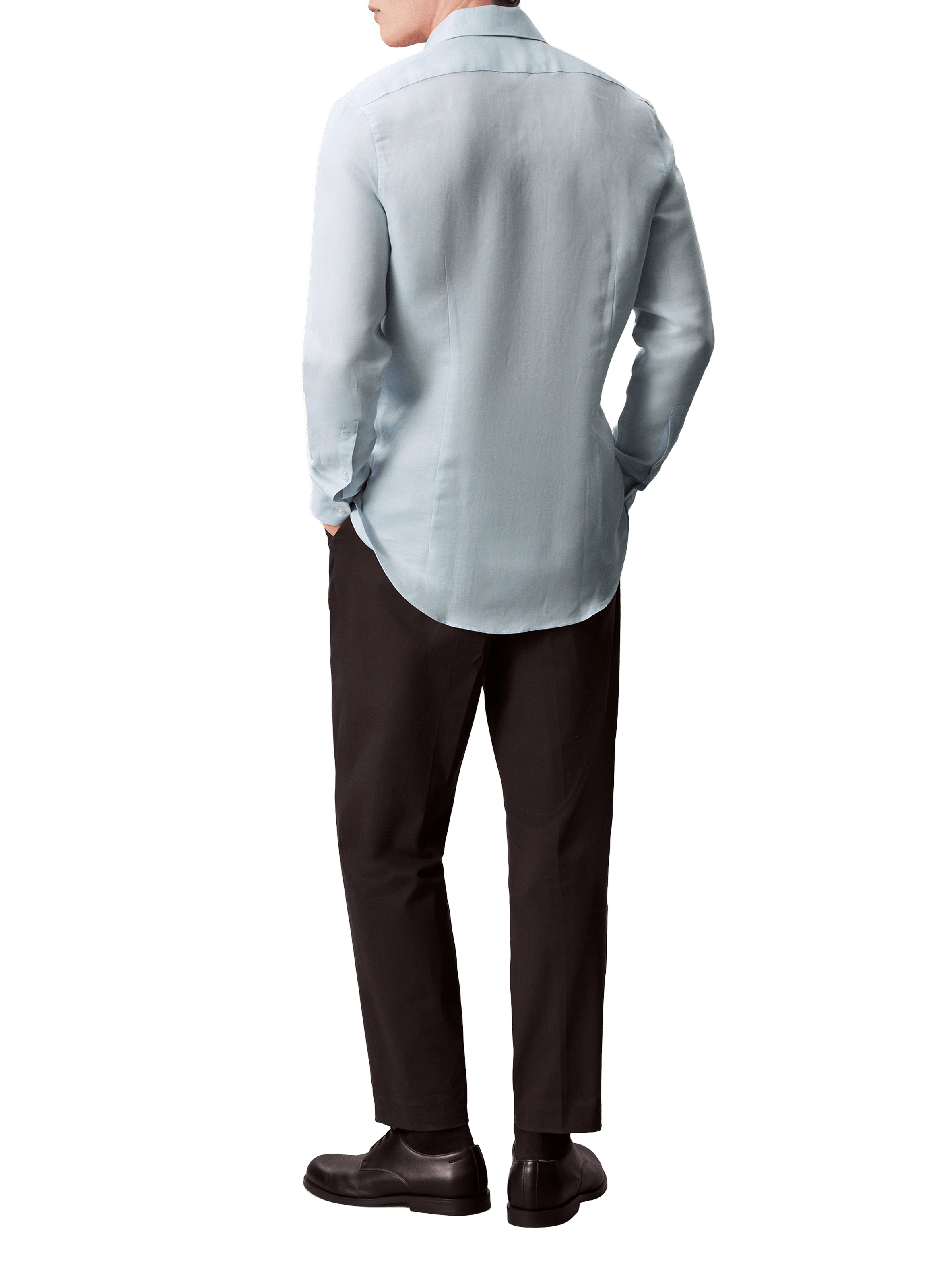 Chemise droite en lin mélangé CALVIN KLEIN Bleu