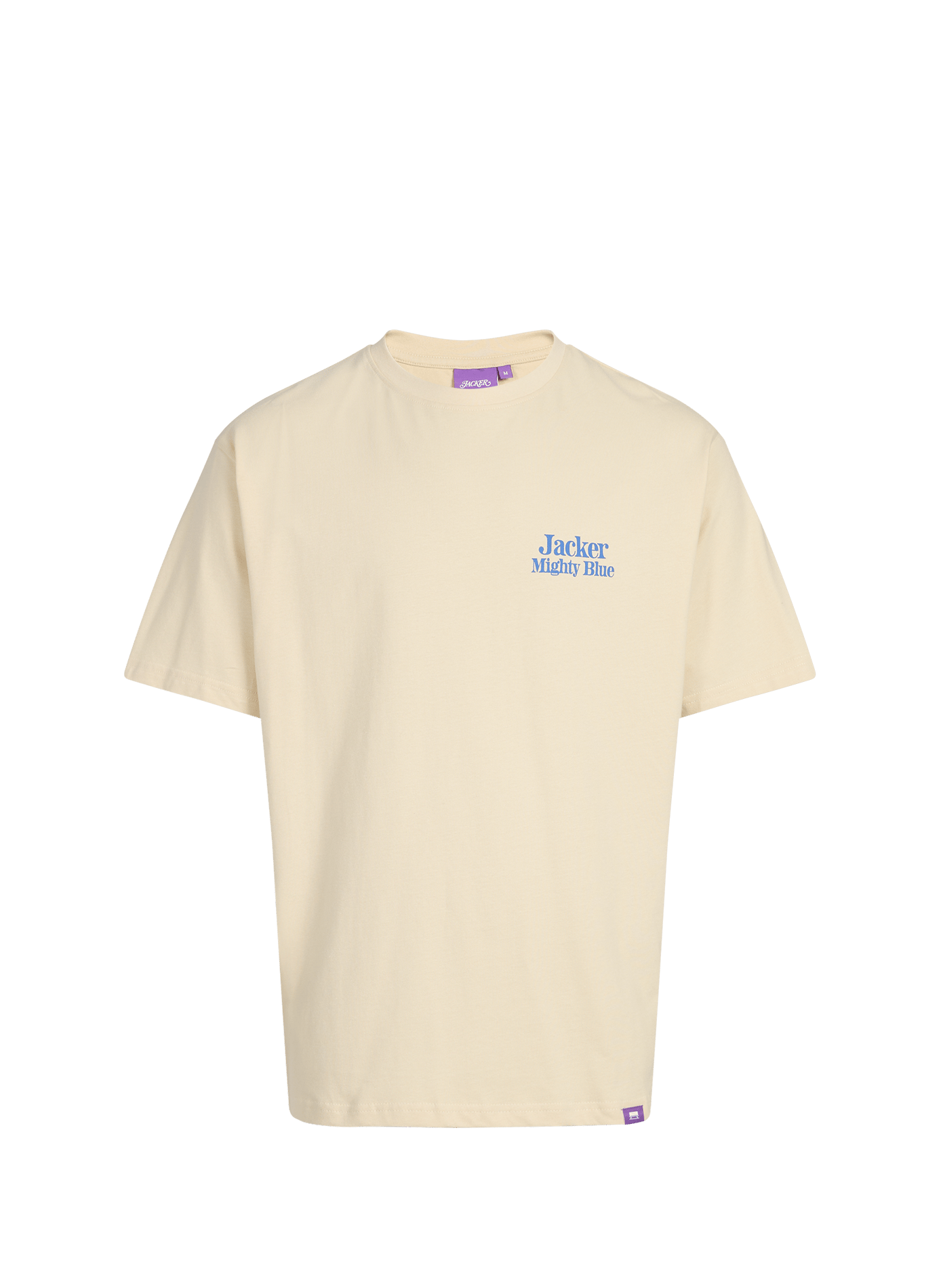 T-shirt droit imprimé en coton JACKER. Beige
