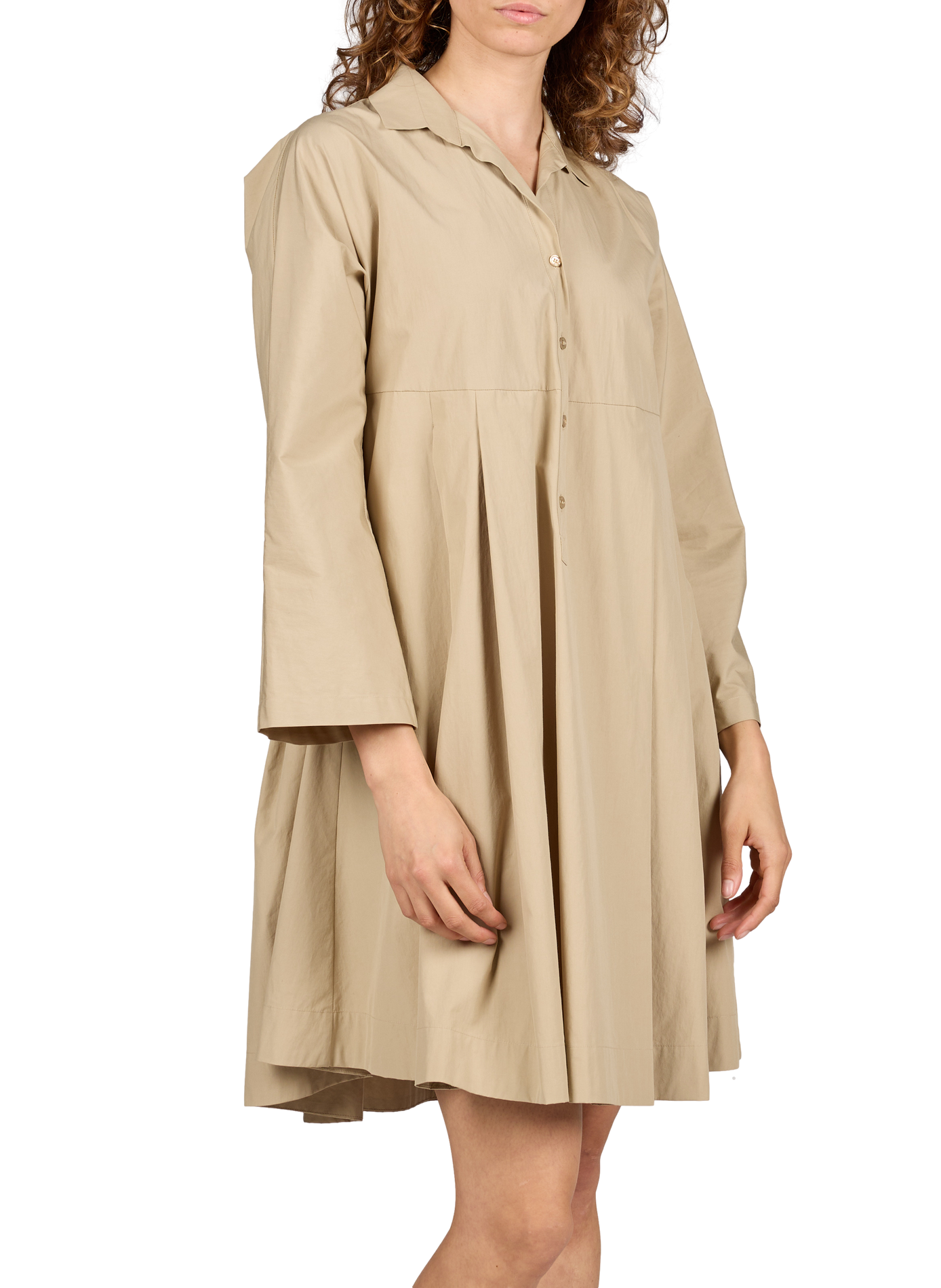 Knee-length loose cotton dress MAX MARA WEEK END Beige