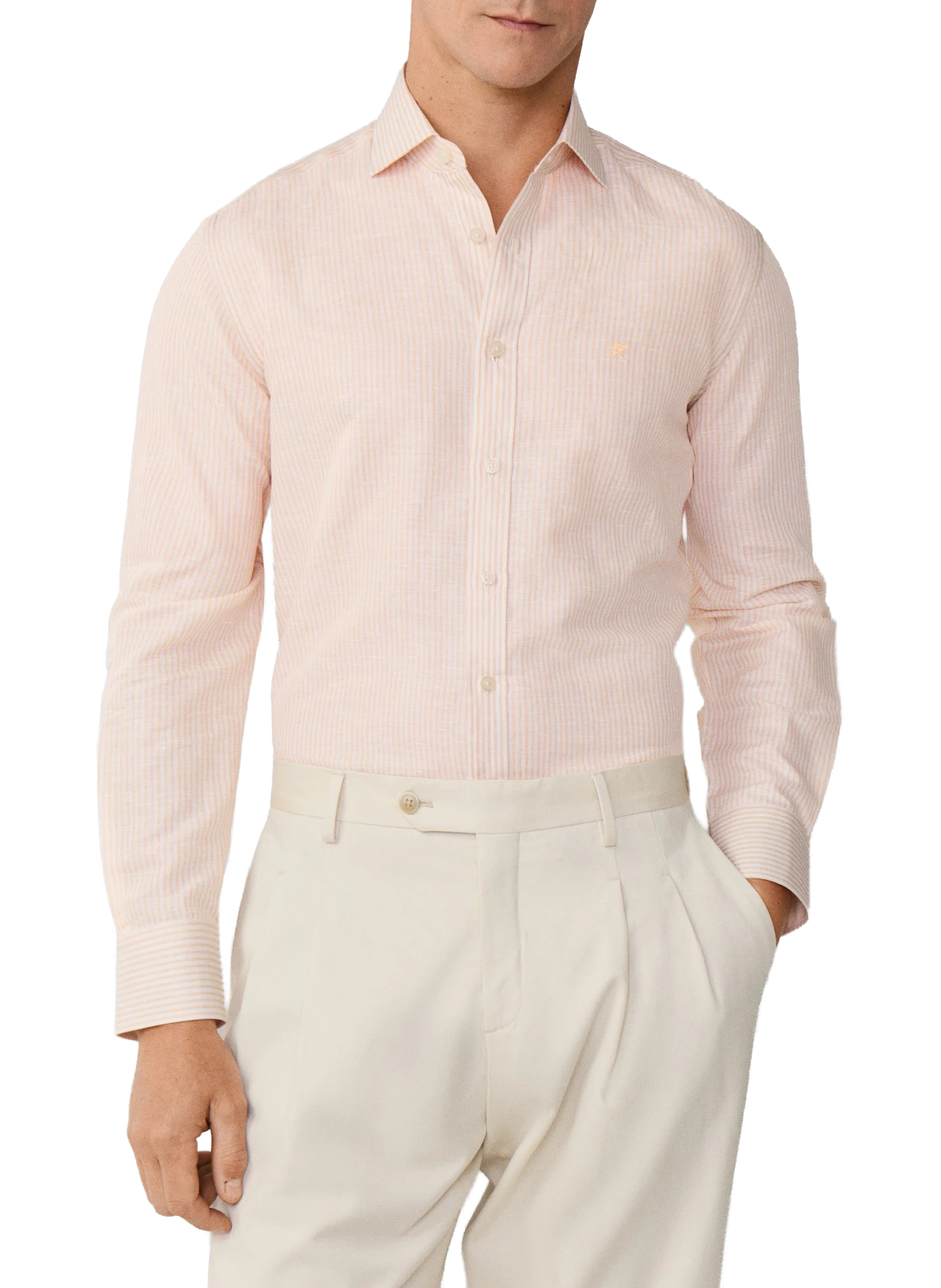 Striped linen shirt HACKETT Orange