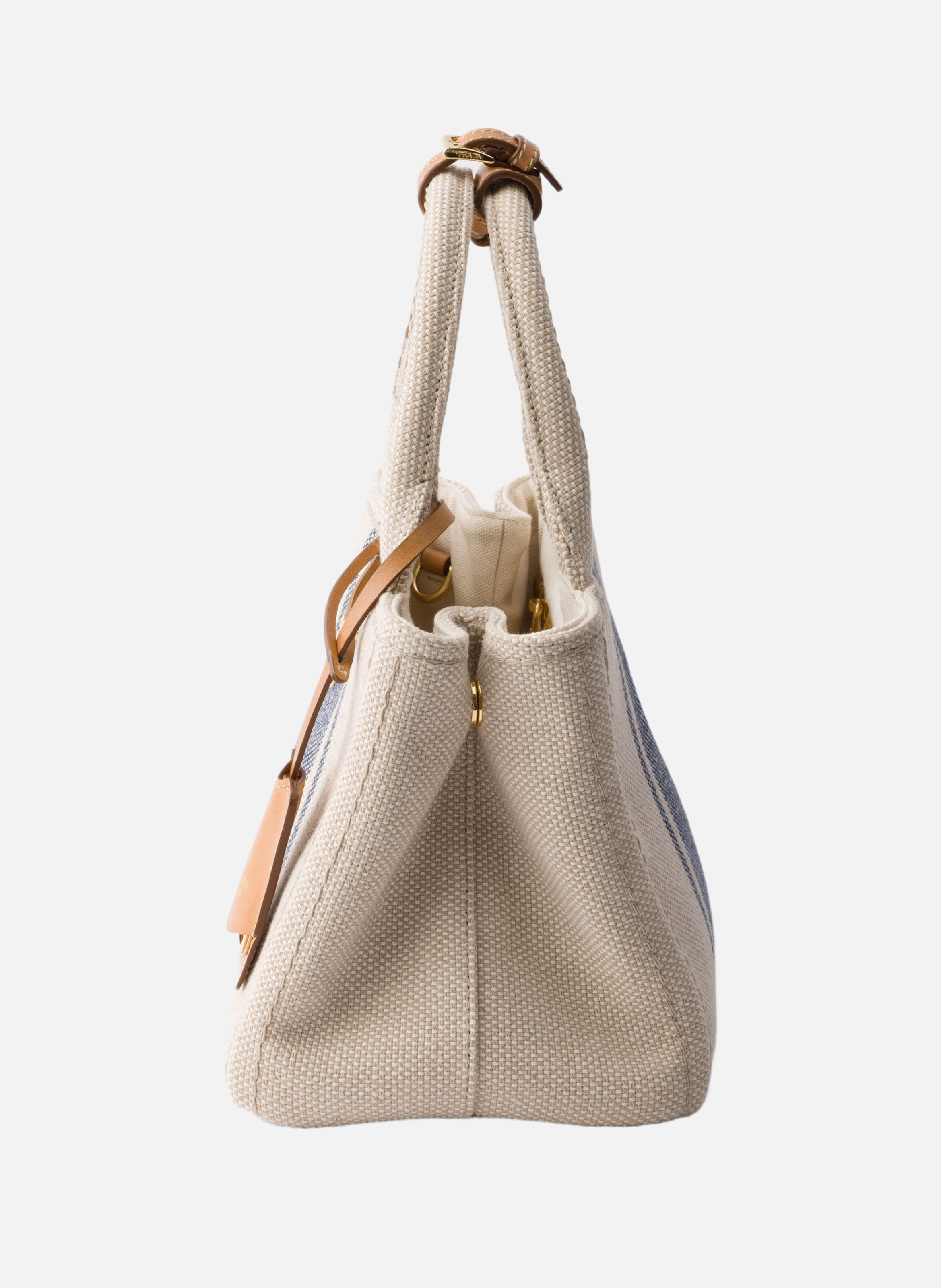 Petit sac prada jardinière en toile de coton Beige