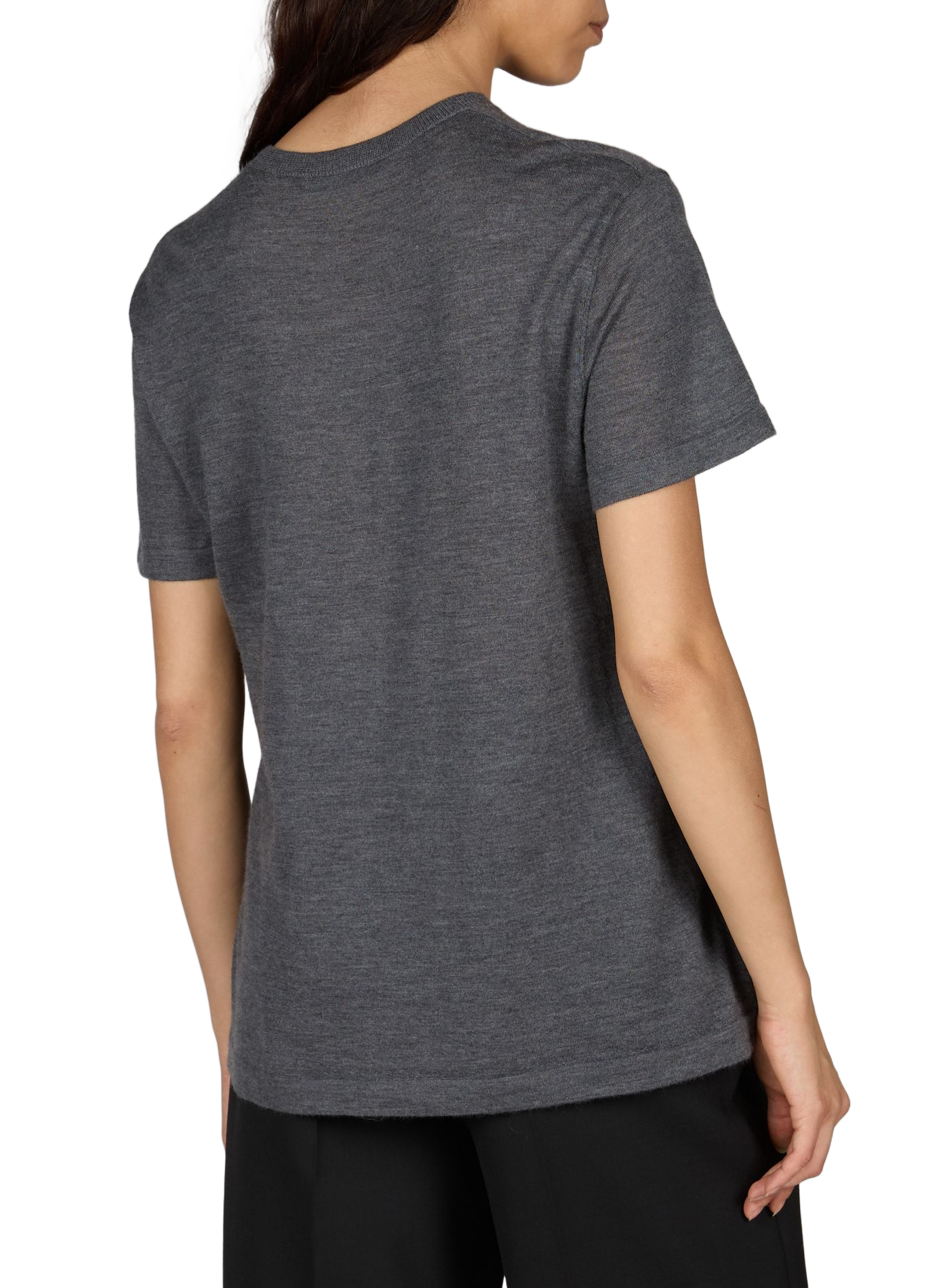 Round neck cashmere T-shirt CO Grey