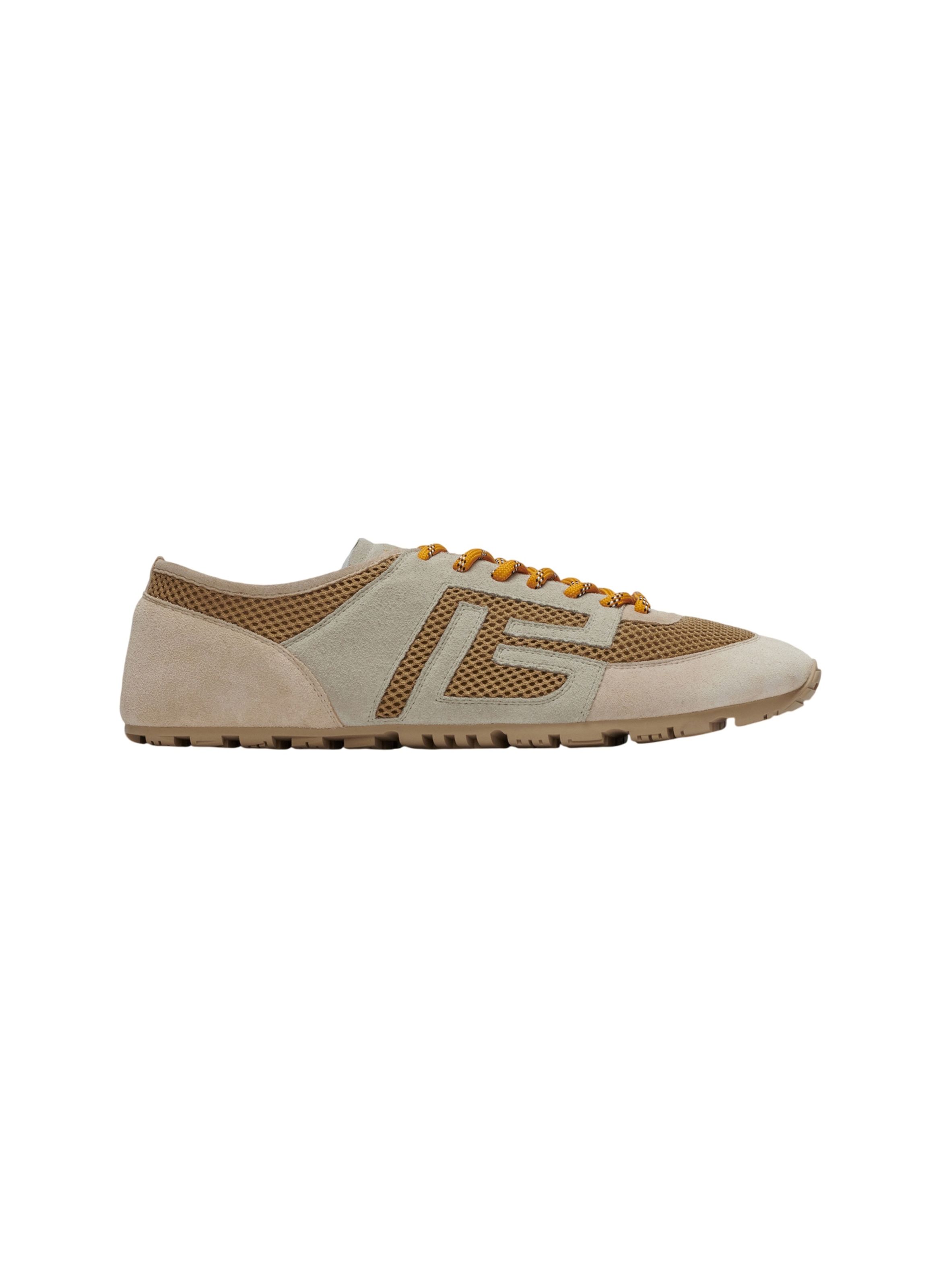 Baskets racer 45 en mesh et cuir suédé BALMAIN Beige