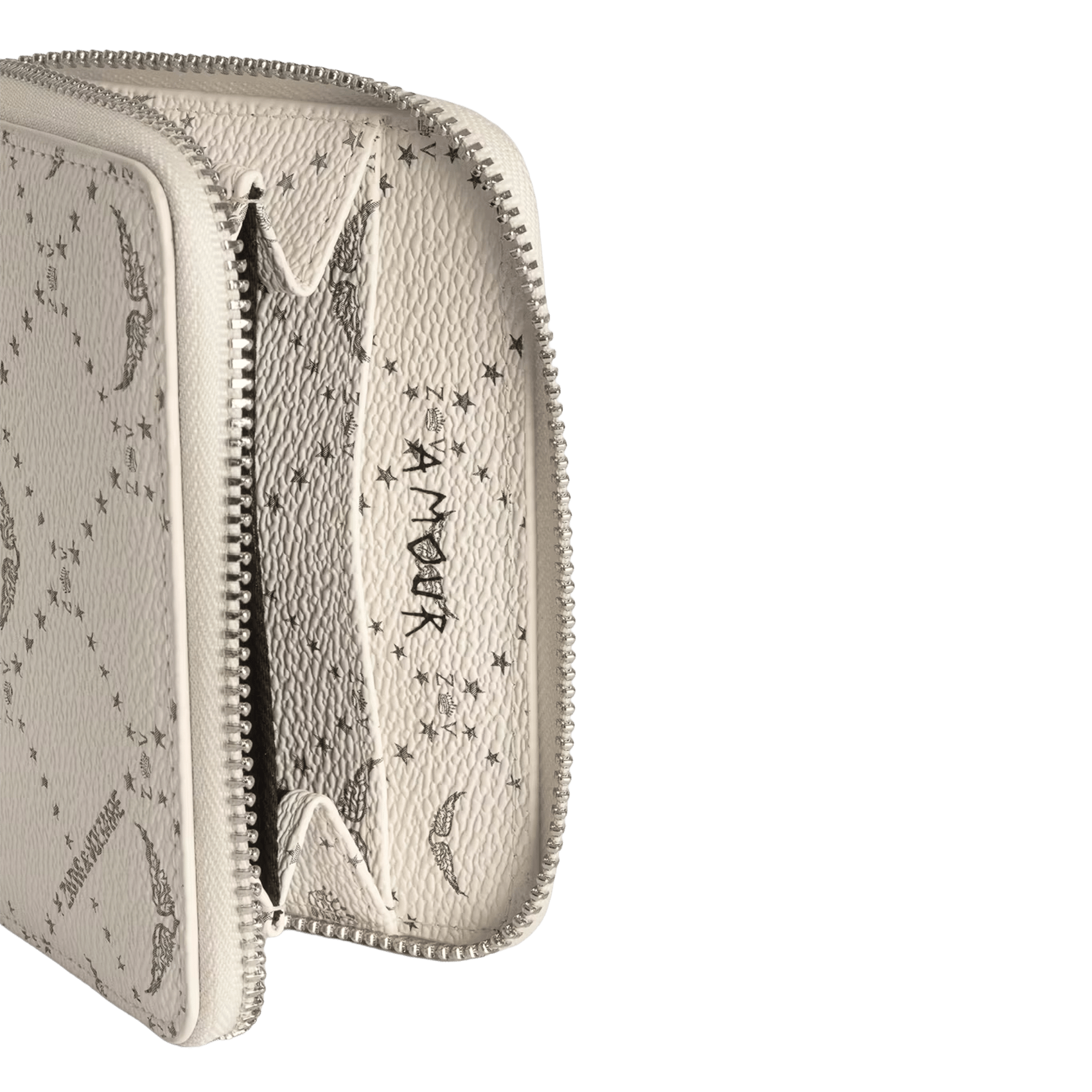 Mini ZV embossed shiny leather wallet ZADIG&VOLTAIRE White