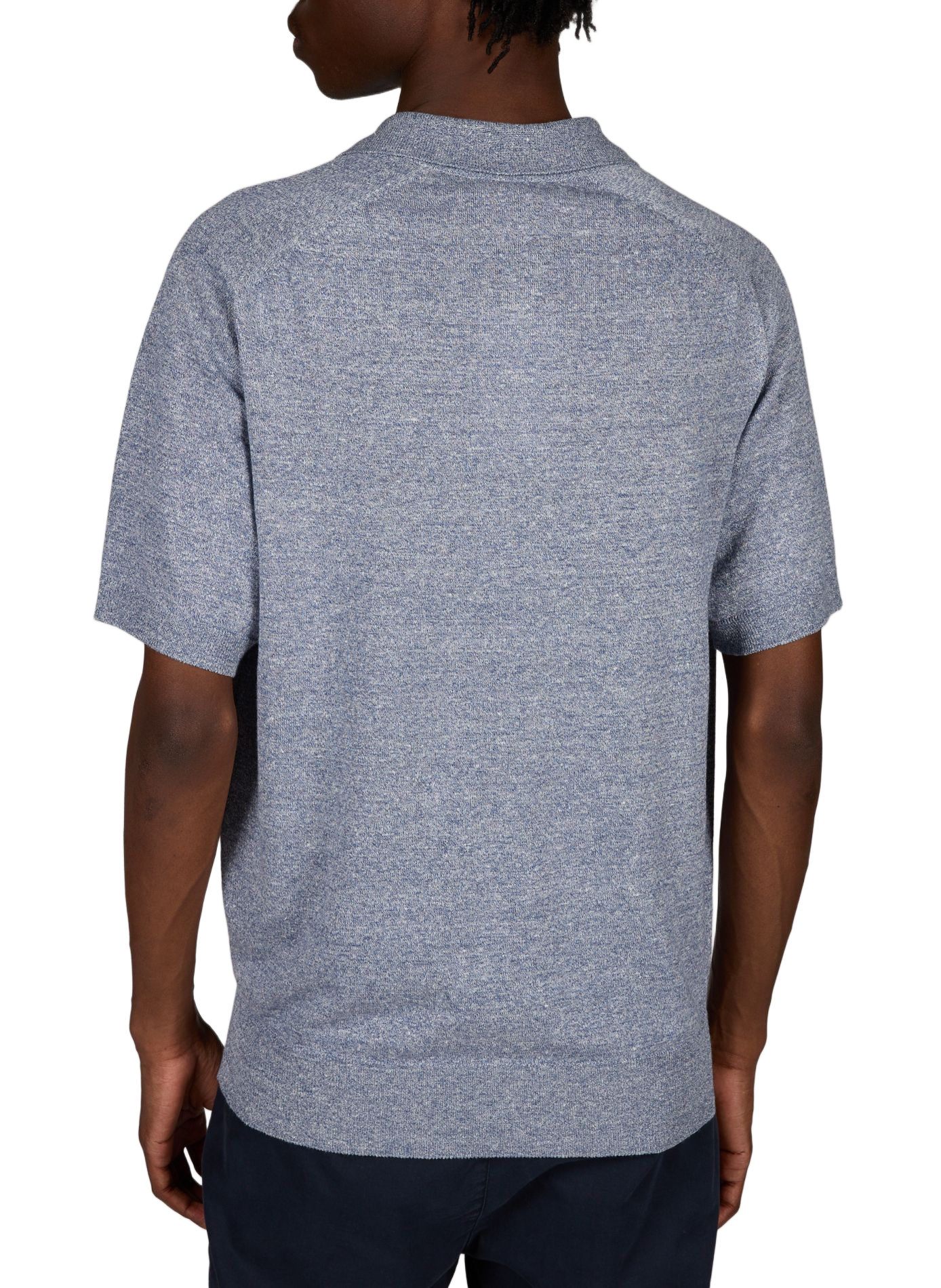 Linen and cotton blend polo ETON Blue