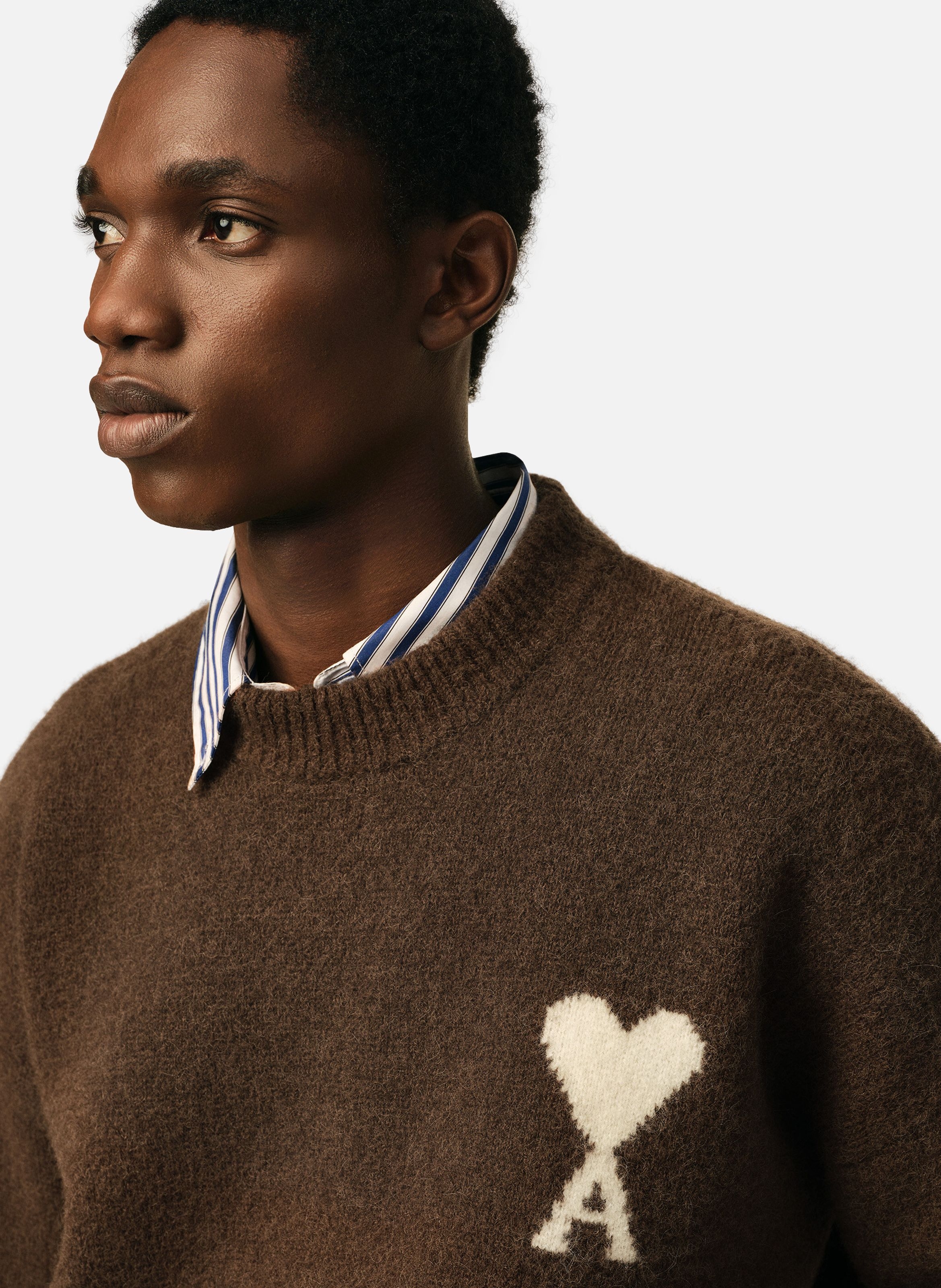 Pull unisexe en alpaga ami de coeur AMI PARIS Marron