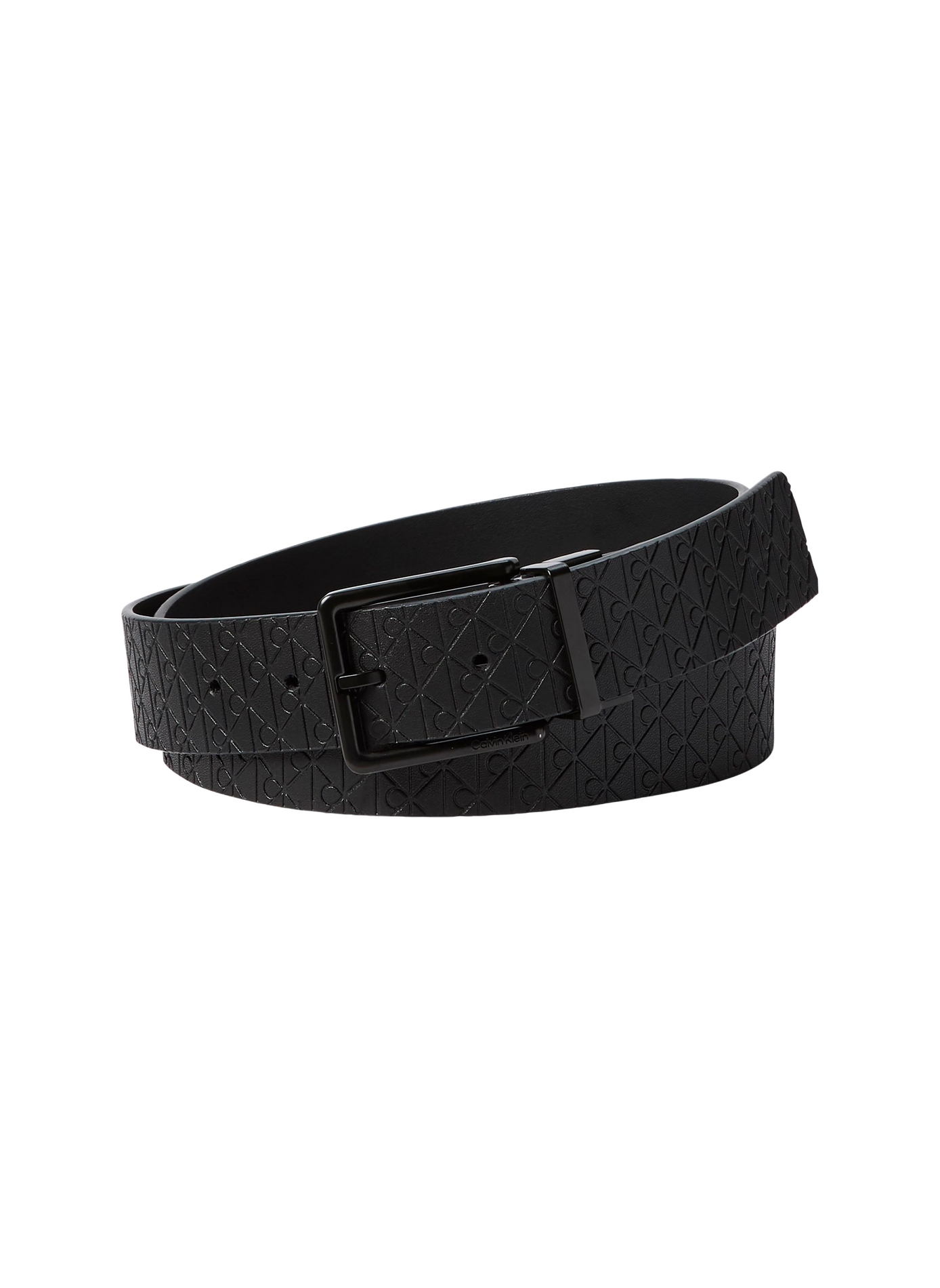 Textured leather belt with logo detail CALVIN KLEIN Black
