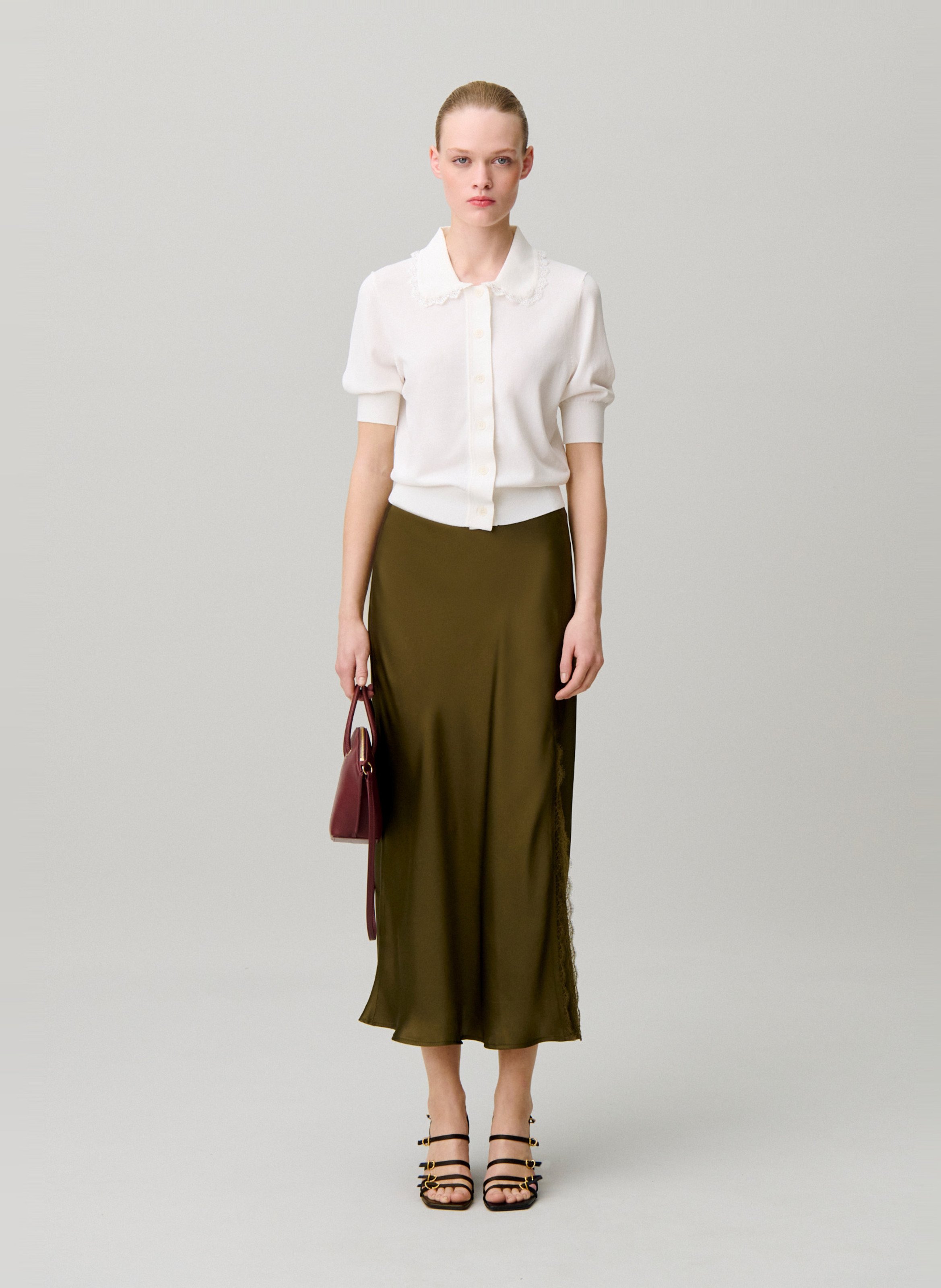 Jupe longue évasée CLAUDIE PIERLOT Marron